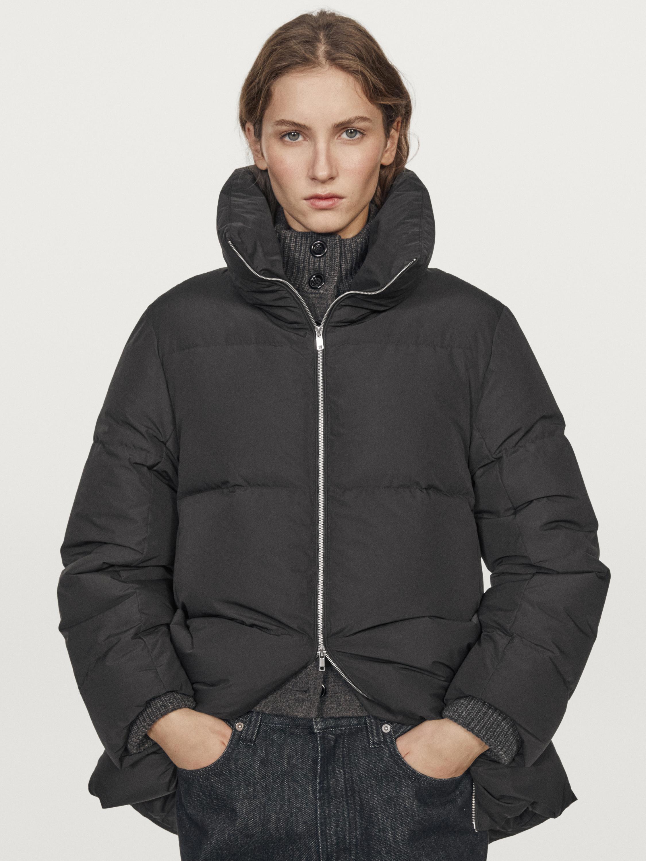 Water-repellent puffer jacket — BLACK
