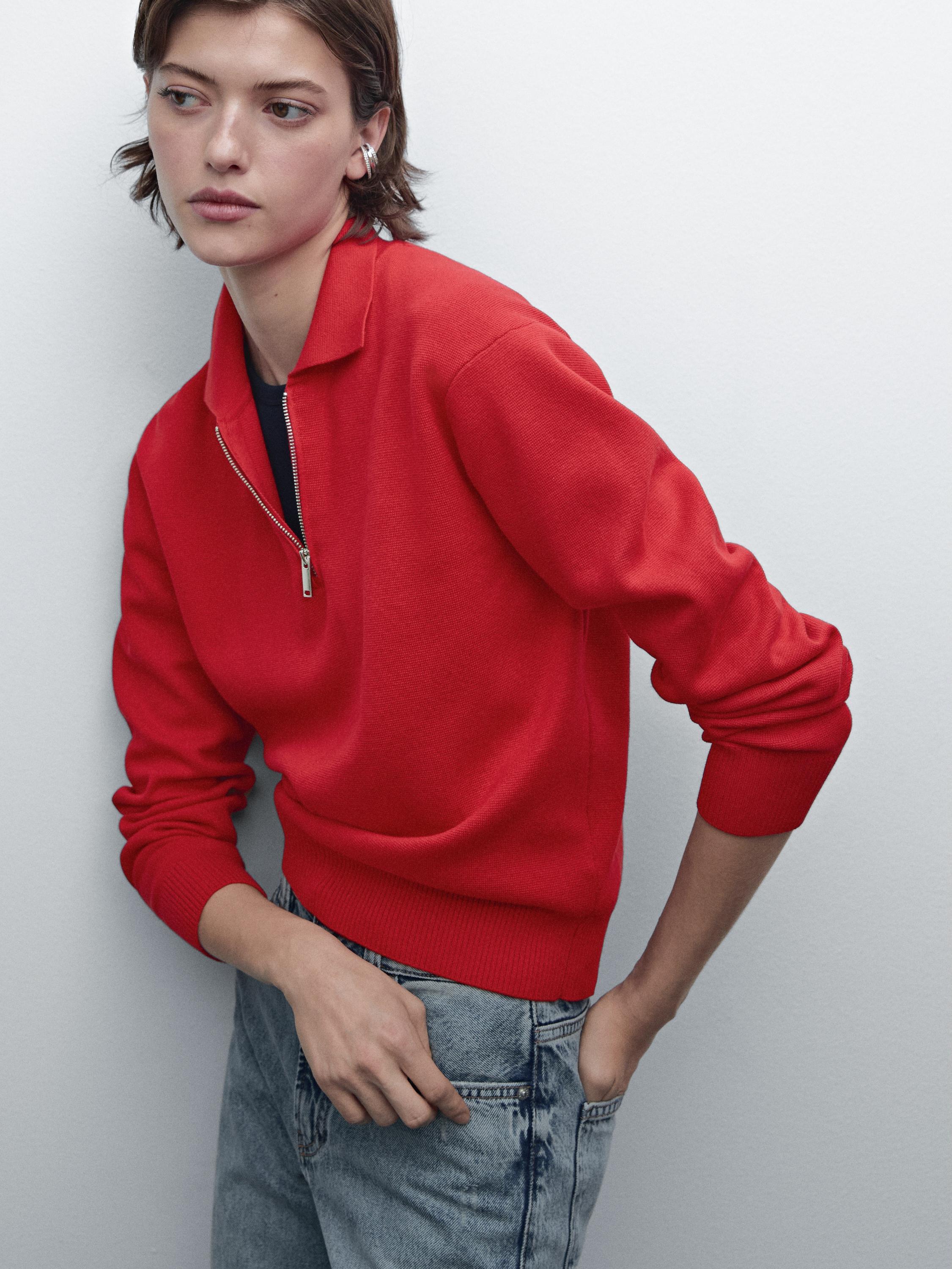 Milano knitted sweater polo neck zipper
