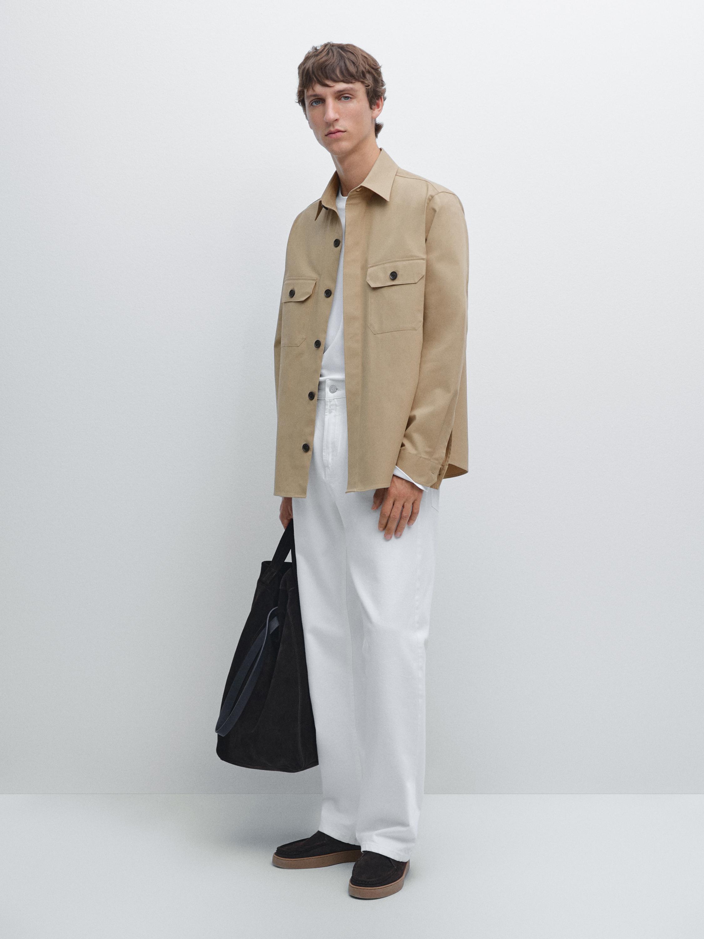 Cotton blend overshirt with pockets