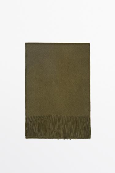 Fringed 100% cashmere knit scarf — MOLE BROWN 1