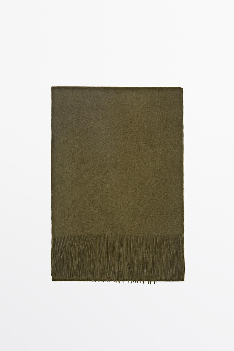 Fringed 100% cashmere knit scarf — MOLE BROWN