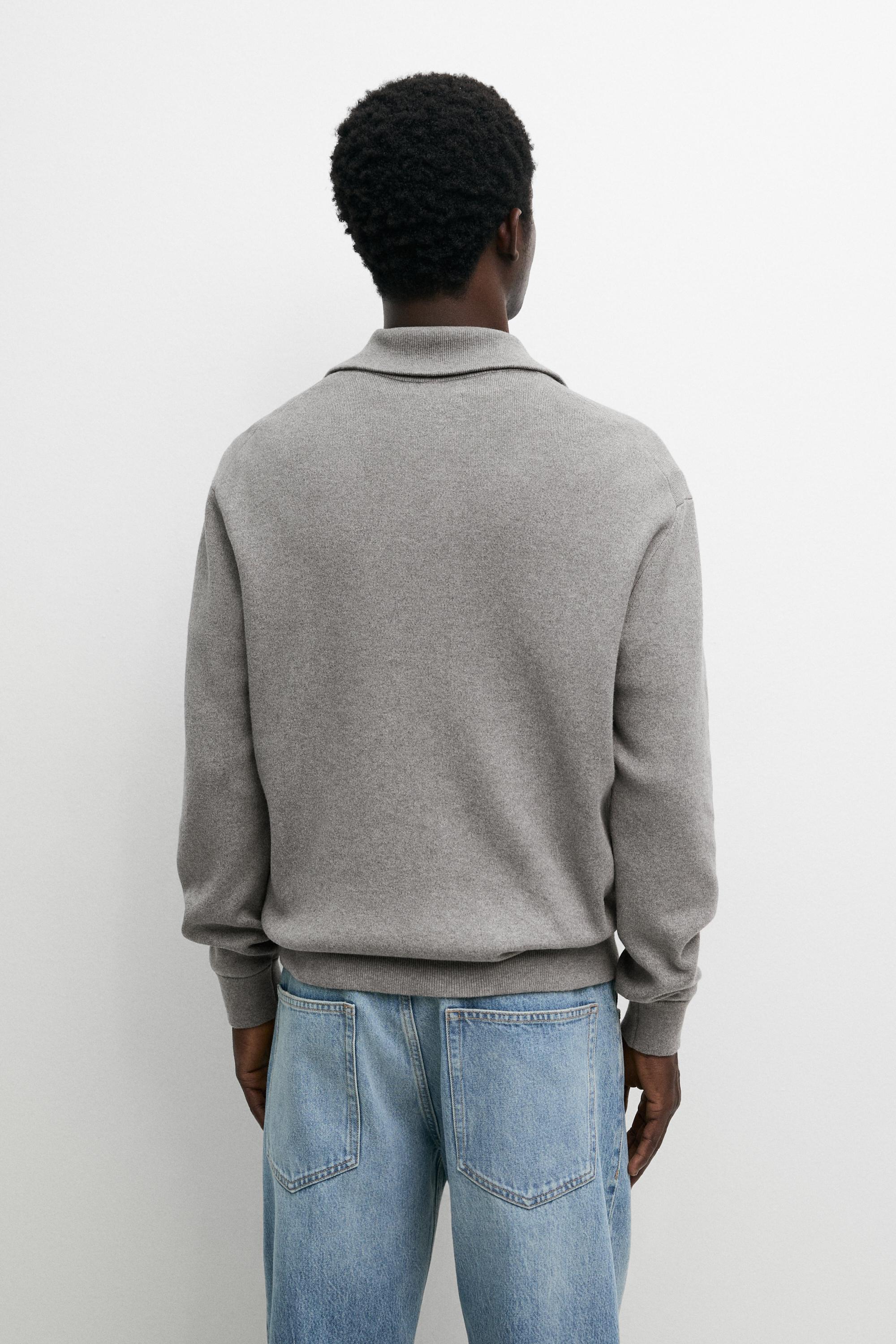 100% cotton zip-up knit cardigan — Medium Grey