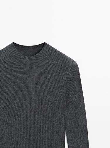 Mock turtleneck ribbed knit sweater — ANTHRACITE GREY 4