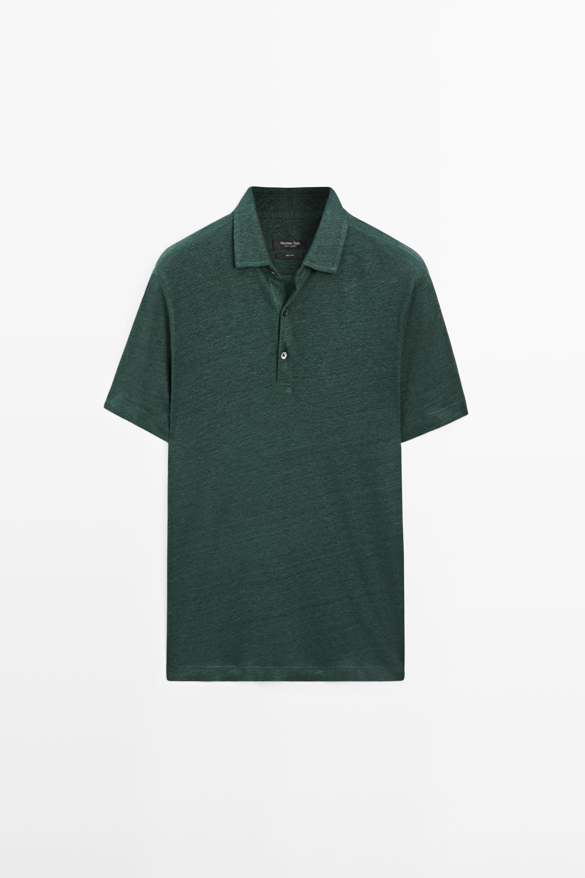 100% linen short sleeve polo shirt — BOTTLE