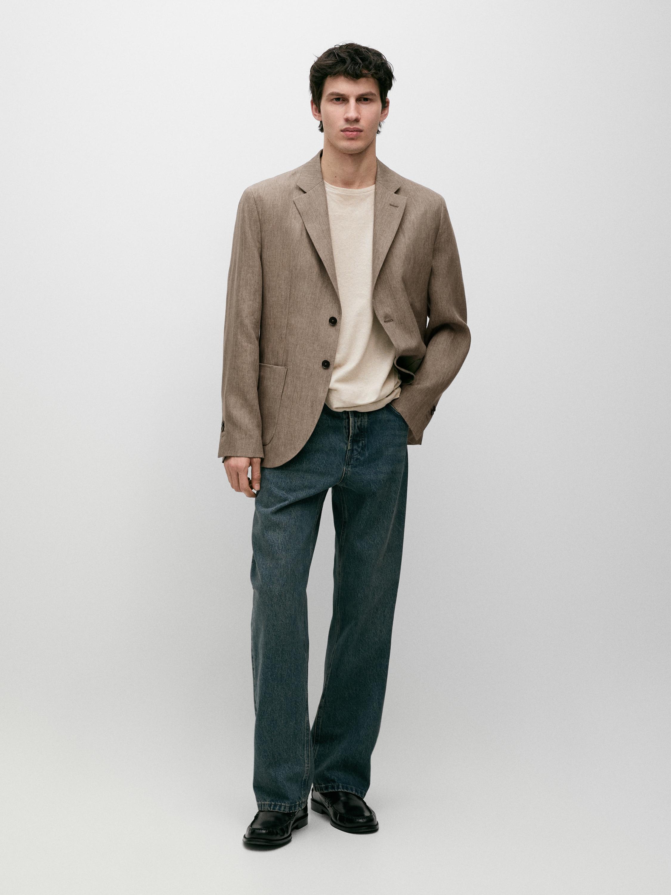 100% linen suit blazer — OCHRE