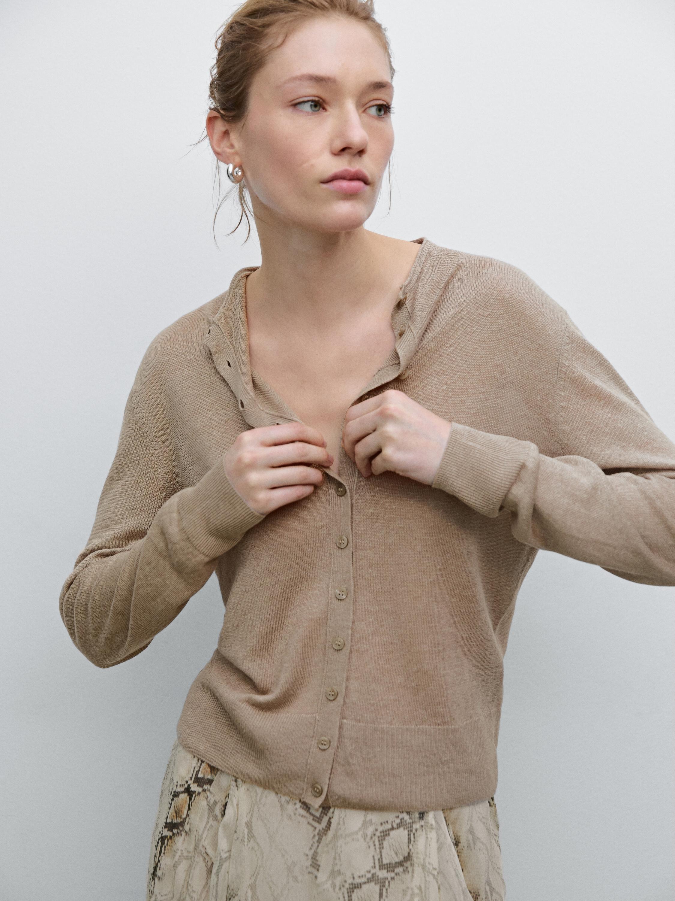 Lightweight 100% linen knit cardigan