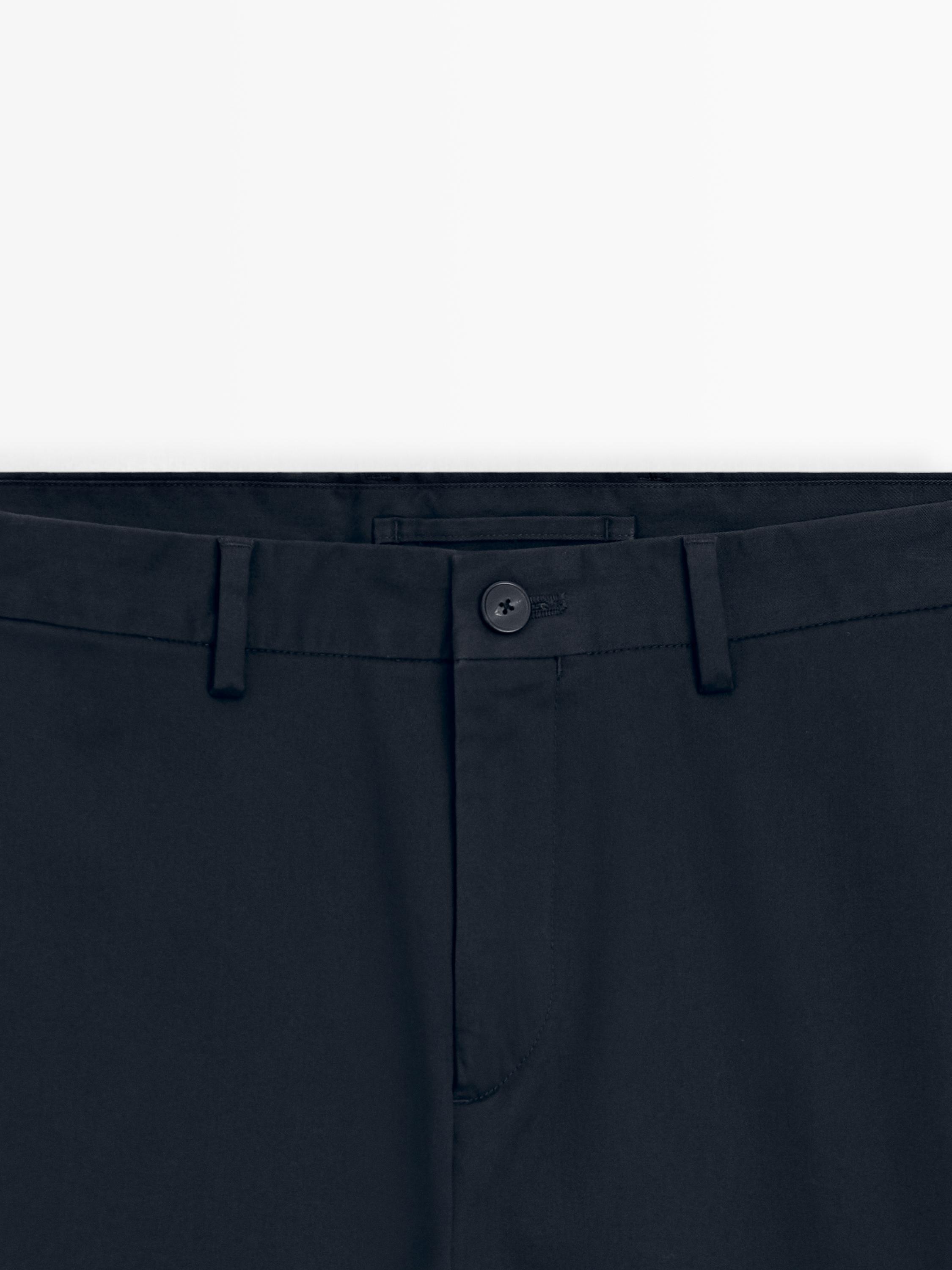 Slim fit cotton trousers — NAVY BLUE