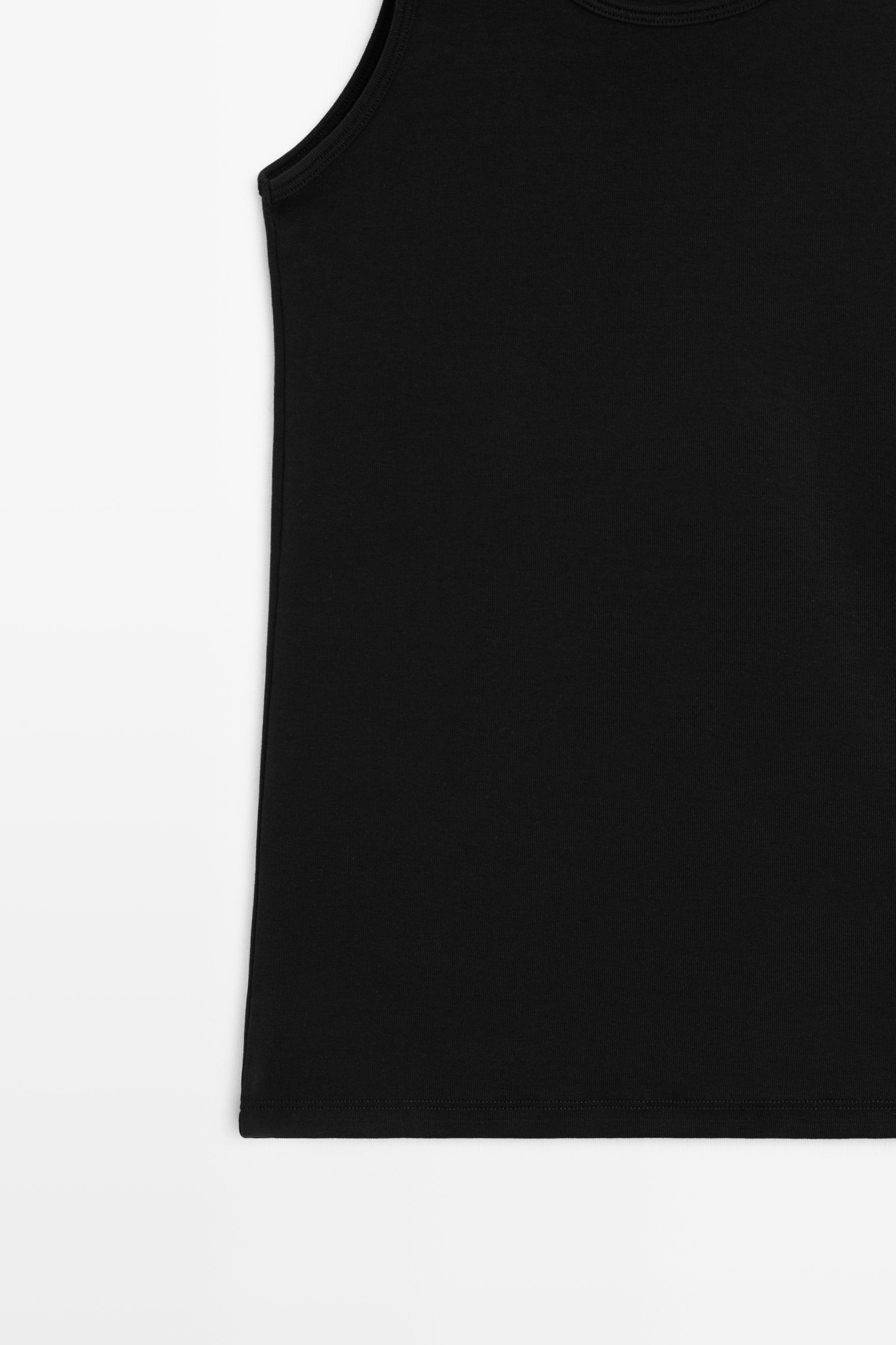 Cotton blend crew neck T-shirt — BLACK