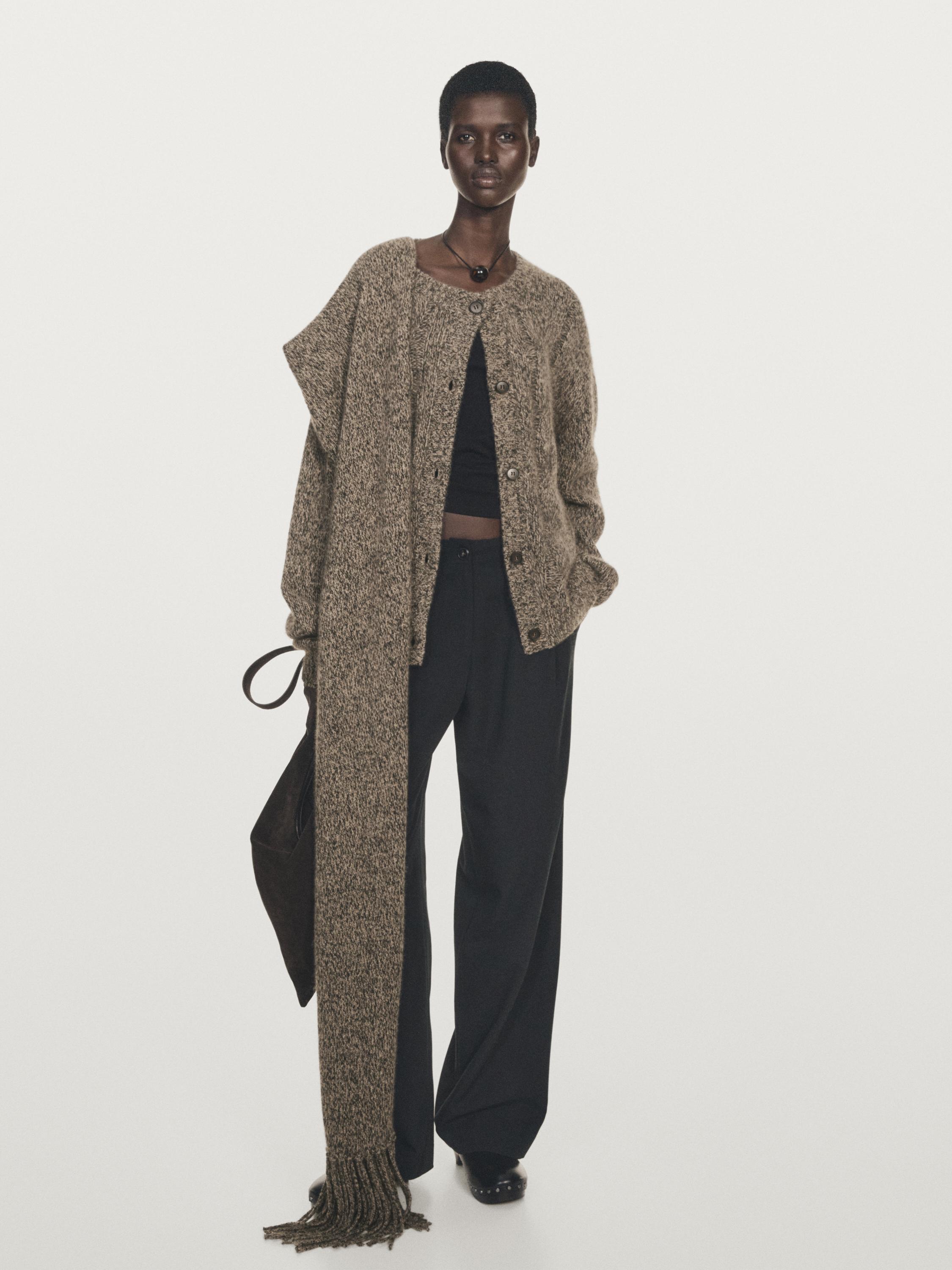 קרדיגן סריג תפר mouline עשוי 100% קשמיר