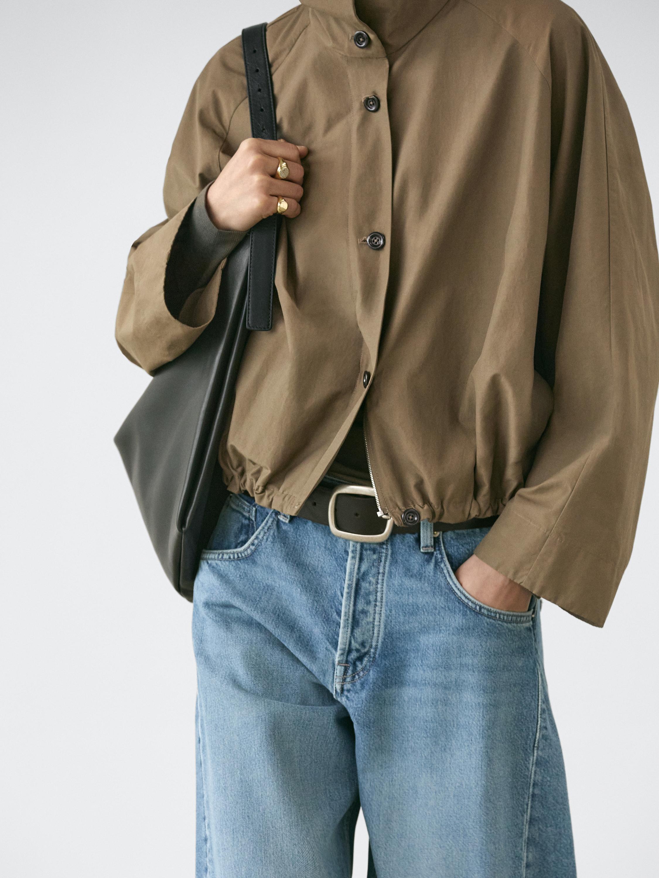Куртка-бомбер із високим коміром · Темний Хакі · Coats | Massimo Dutti