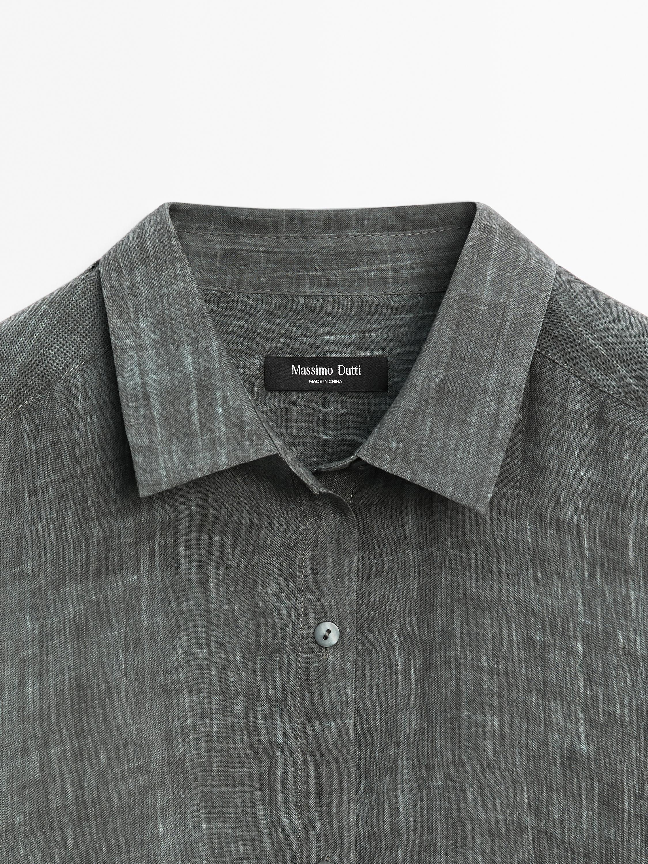Semi-sheer ramie blend oversize blouse