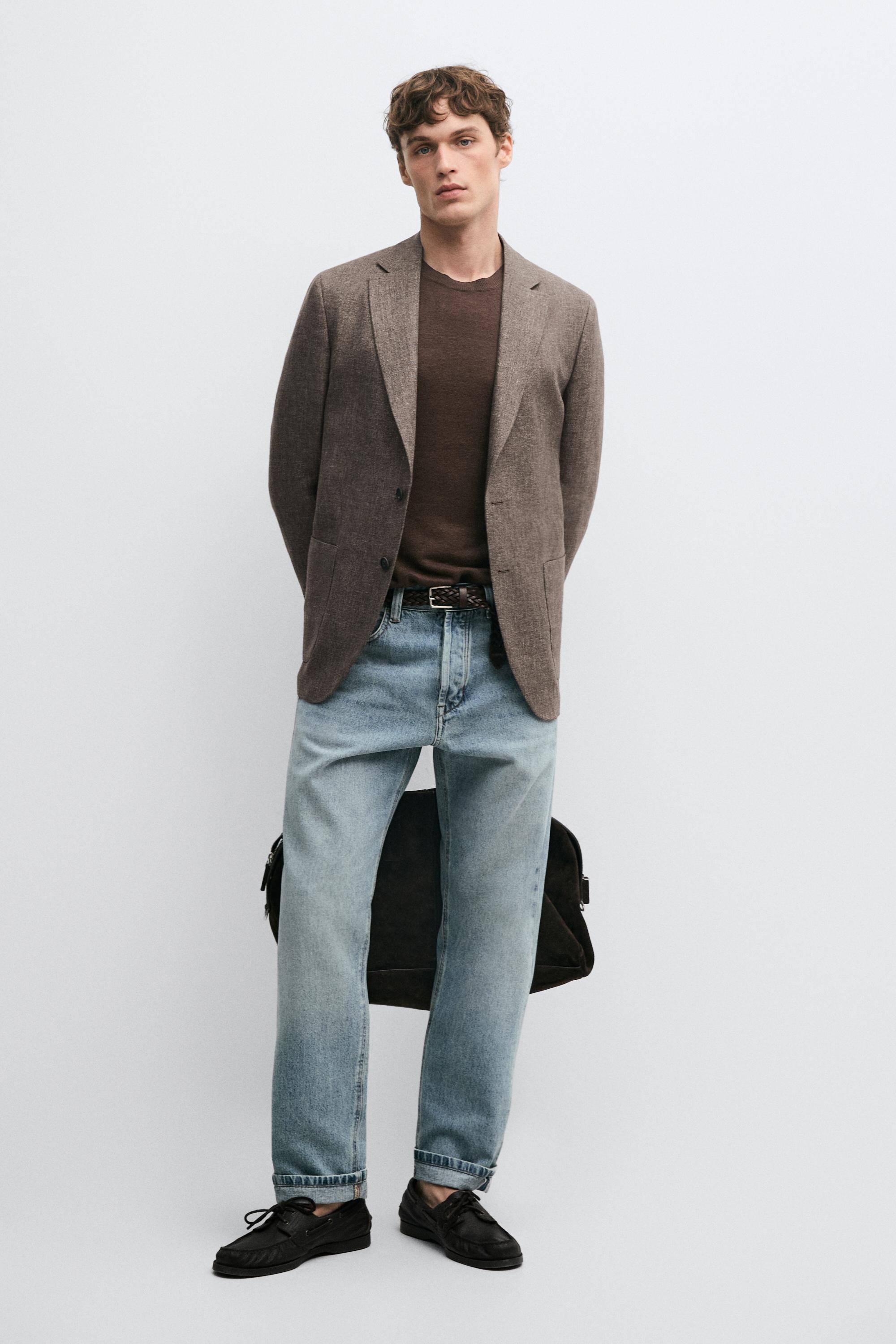100% linen tailored marl blazer — BEIGE MARL
