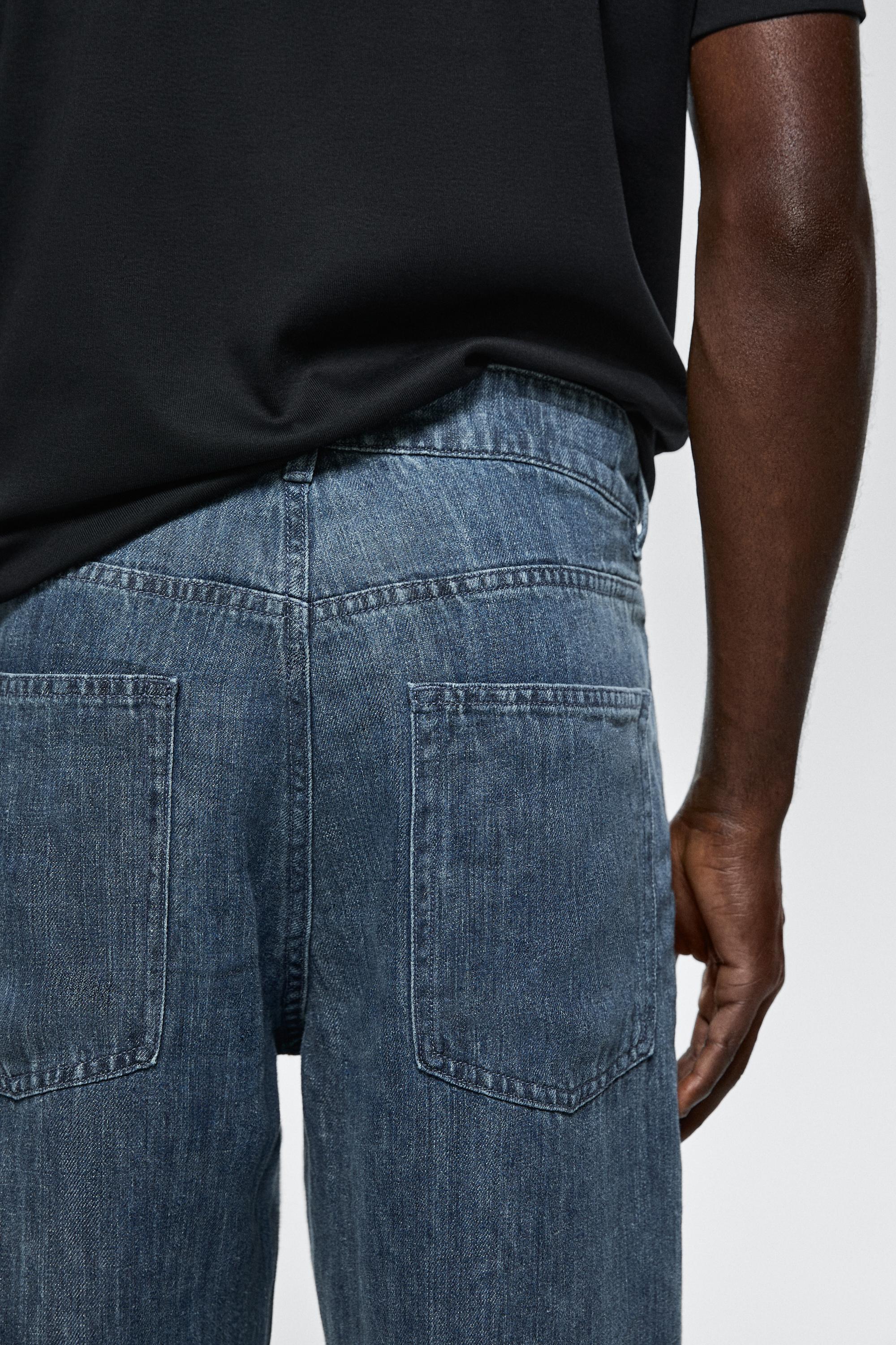 100% linen wide-leg jeans — DARK BLUE