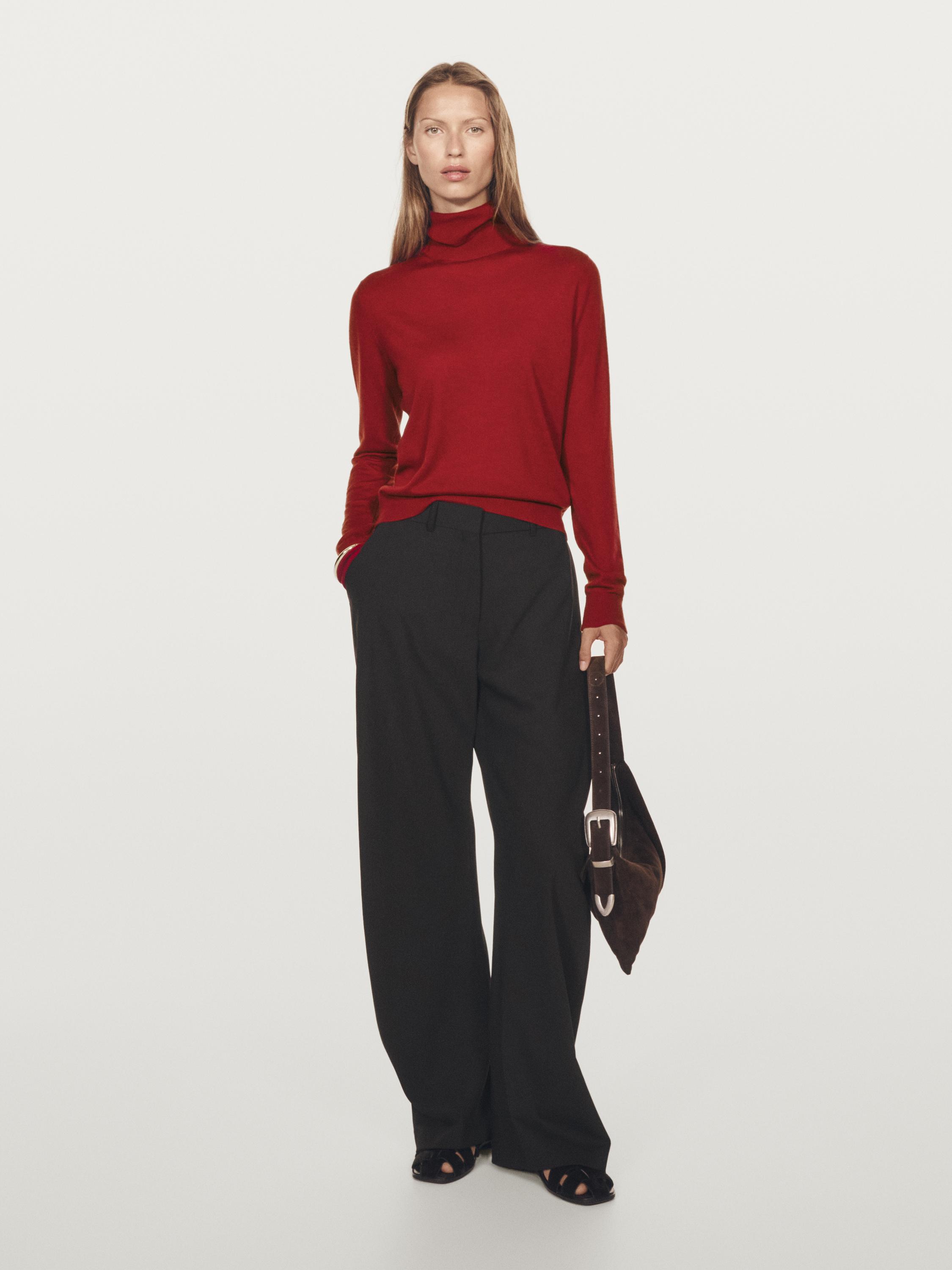 Wool blend wide-leg trousers