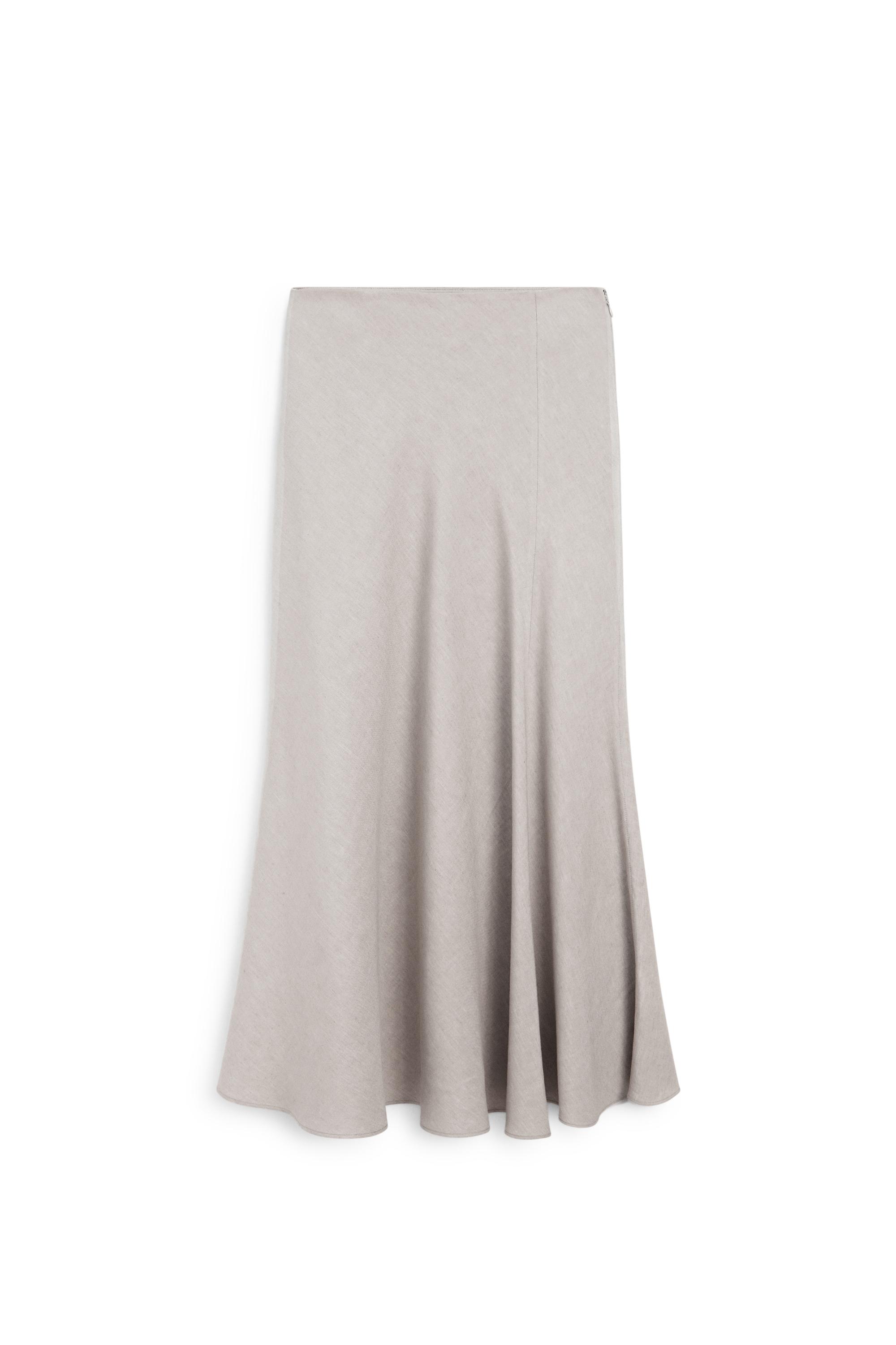 STUDIO Linen Blend Flounce Skirt — STONE
