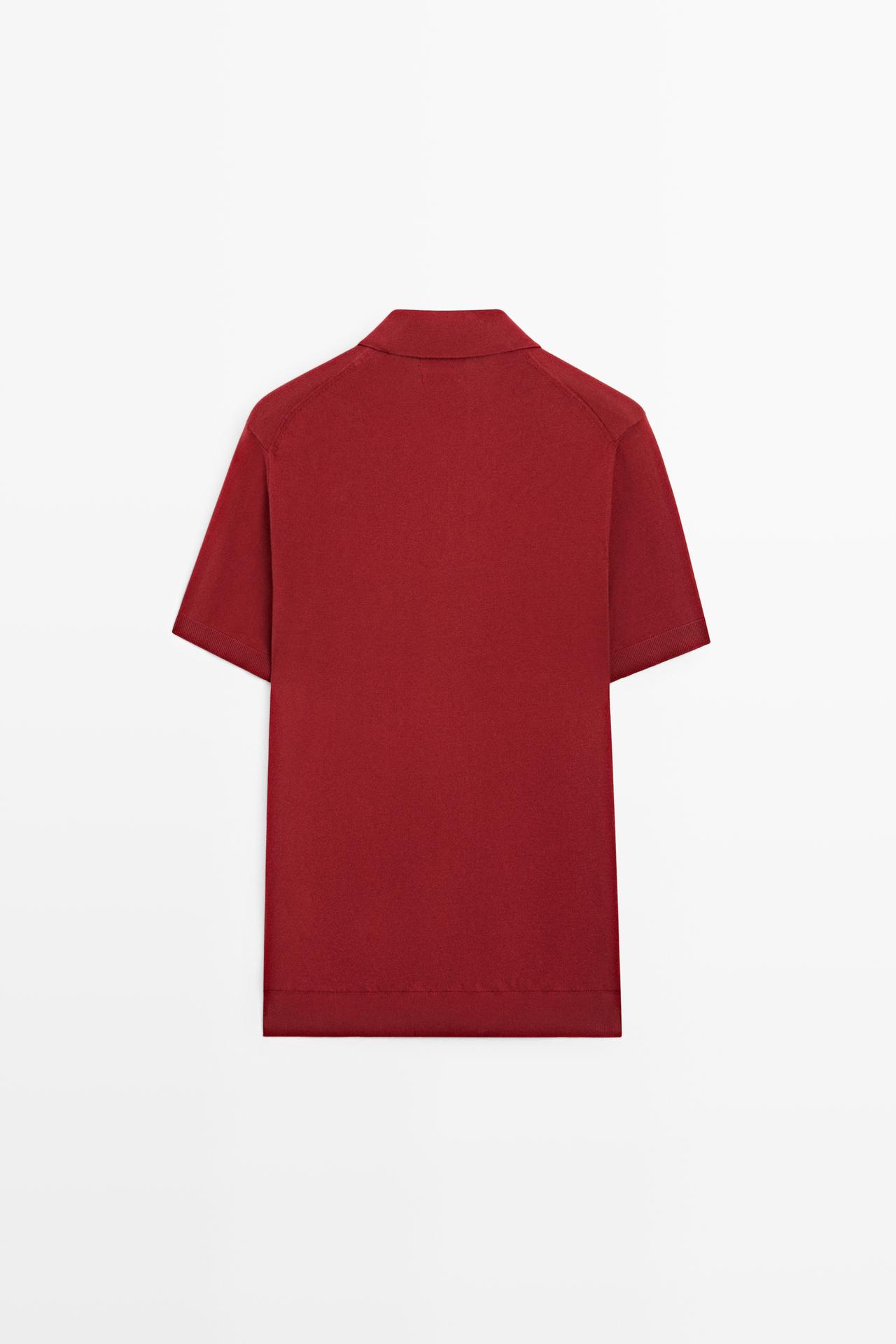 100% cotton knit short sleeve polo shirt — DARK PINK