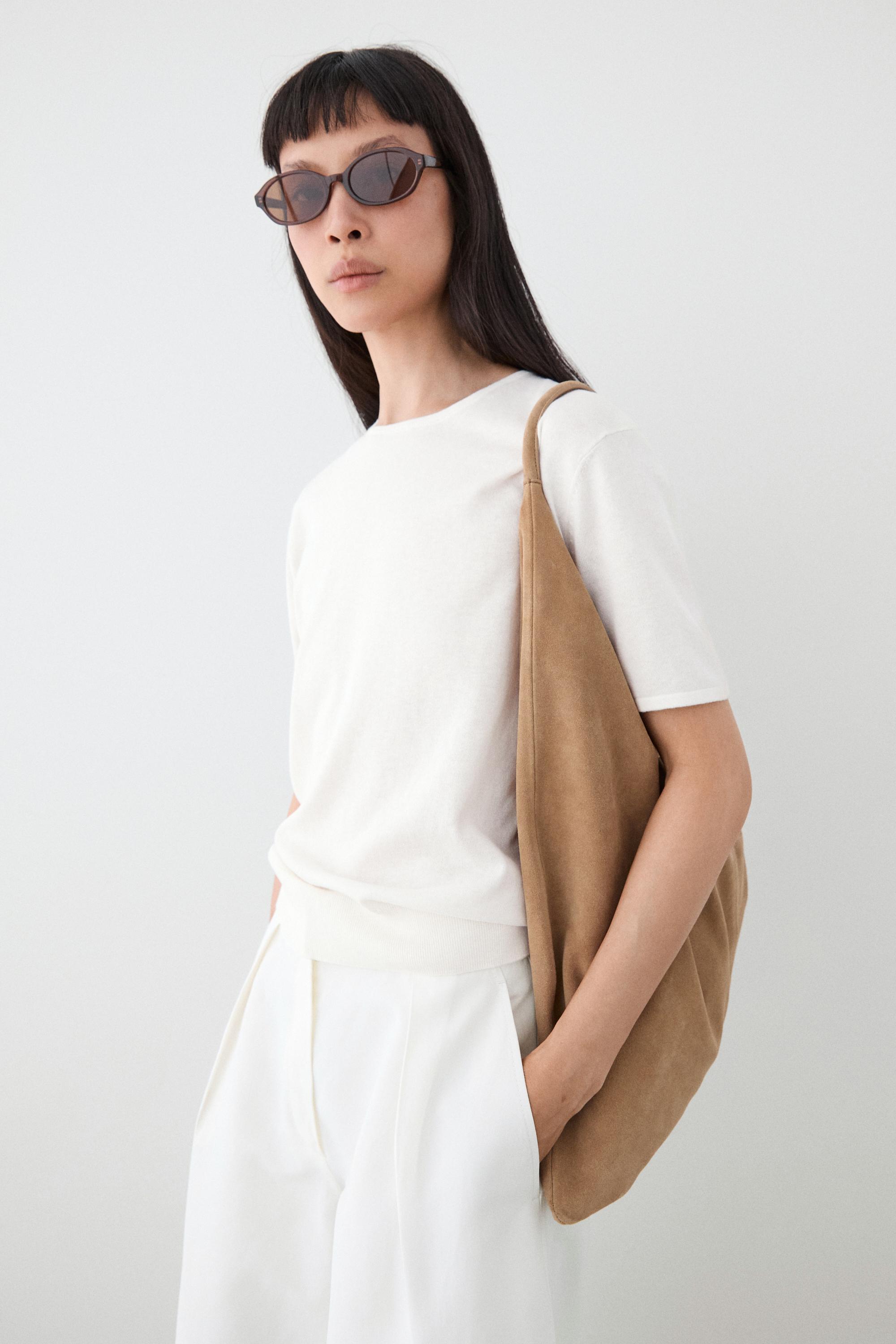 Split leather maxi shopper bag - LIMITED EDITION — SAND