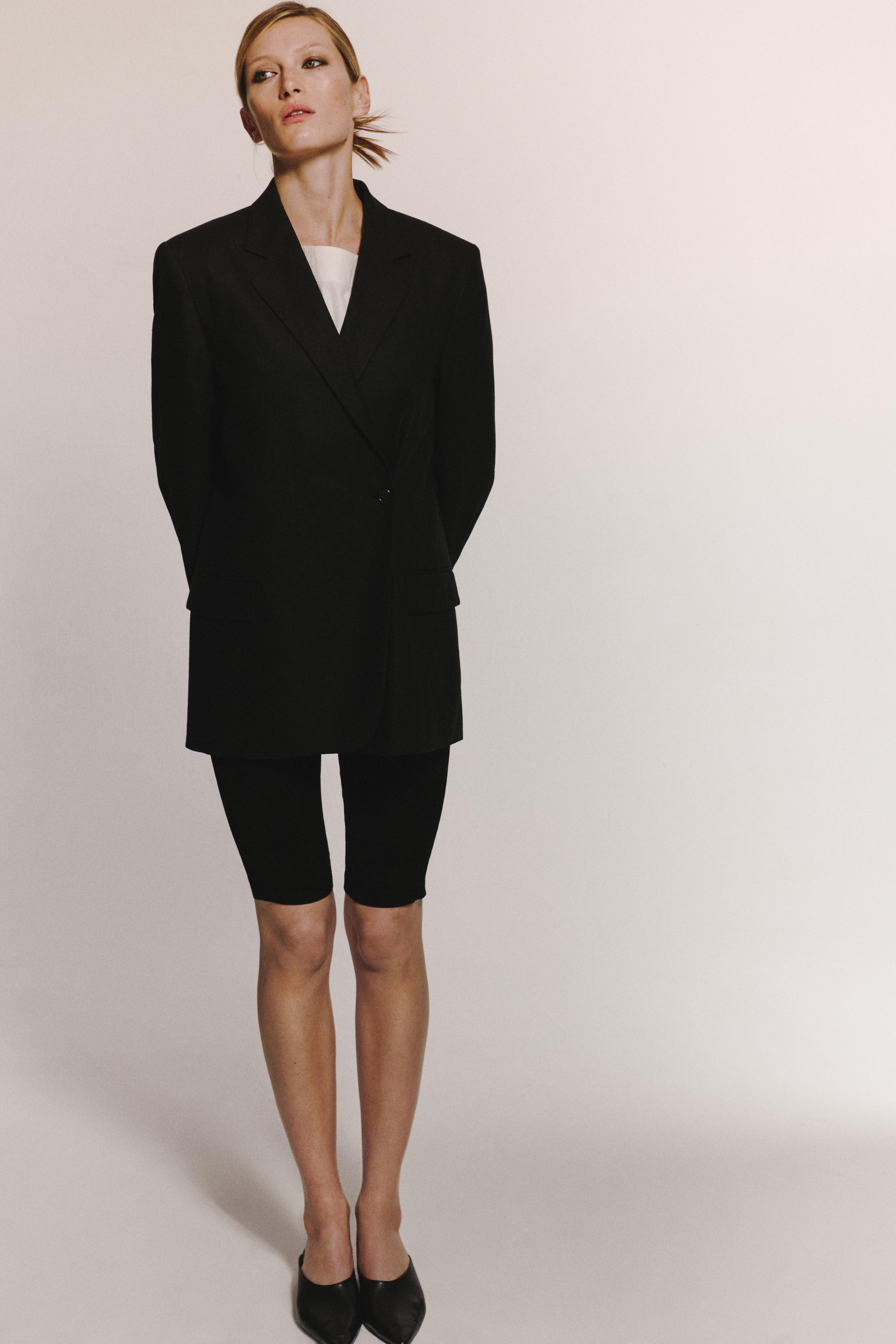 Suede leather cycling shorts — BLACK