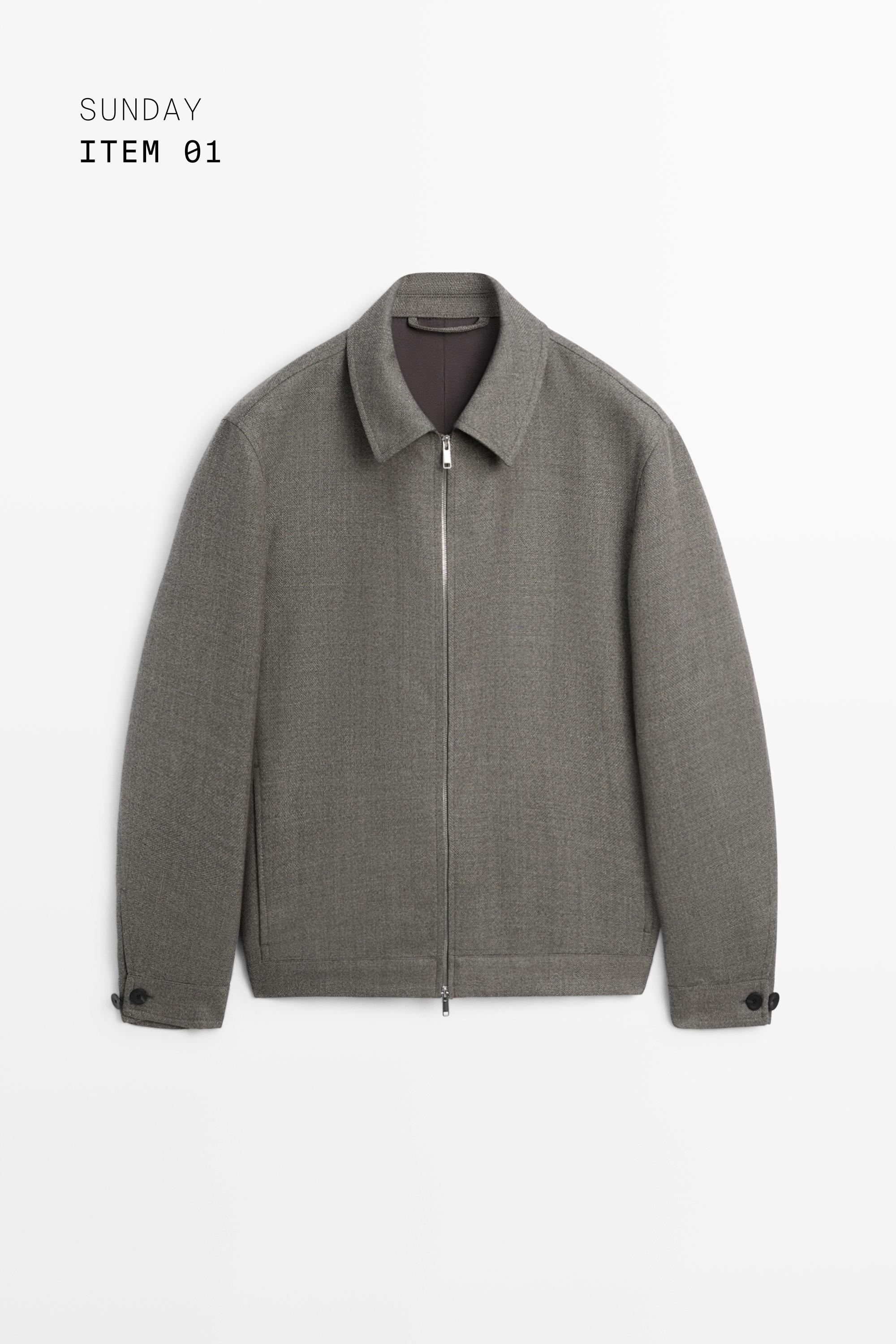 100% wool structured jacket — Greyish green