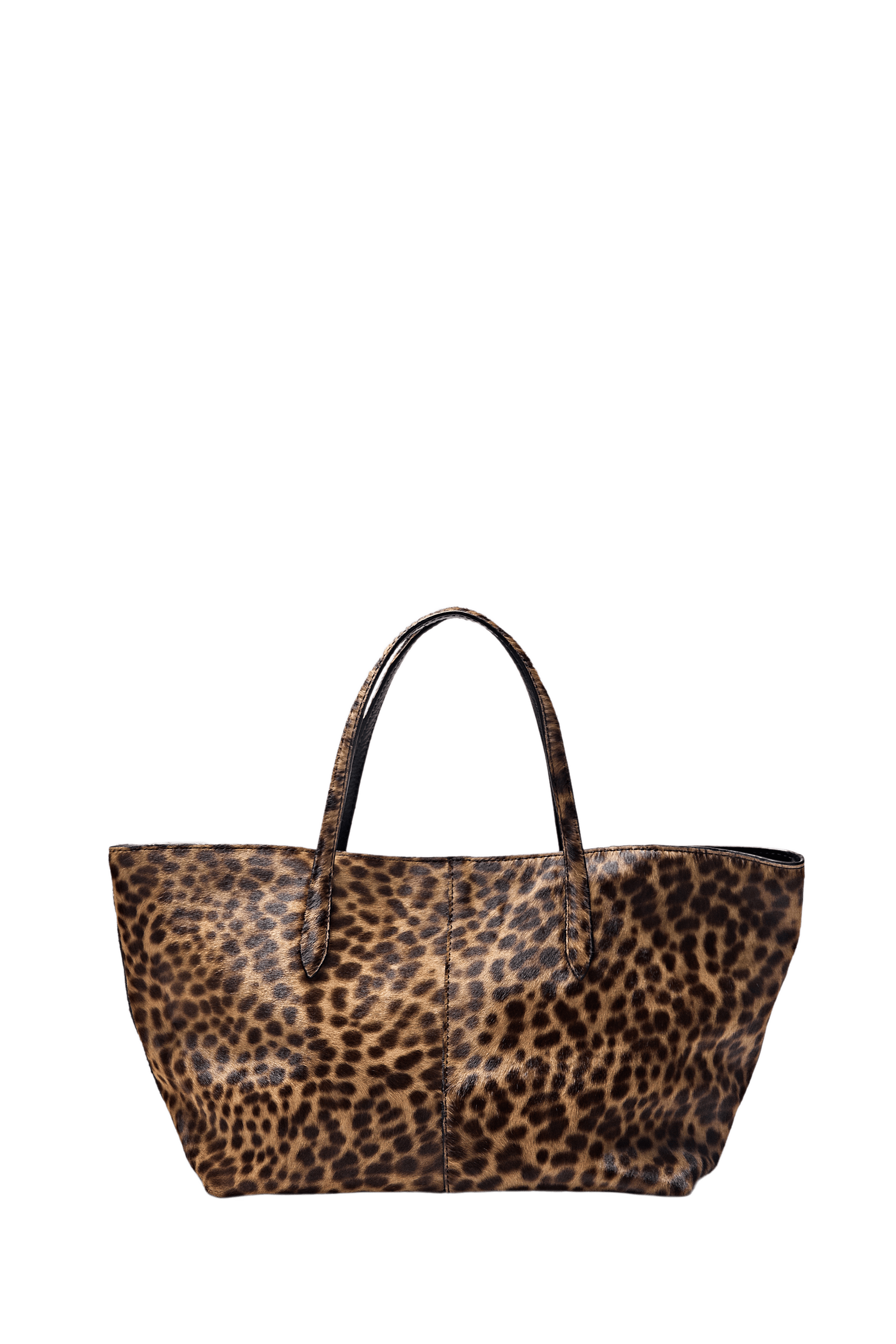 Medium leather tote bag with fur