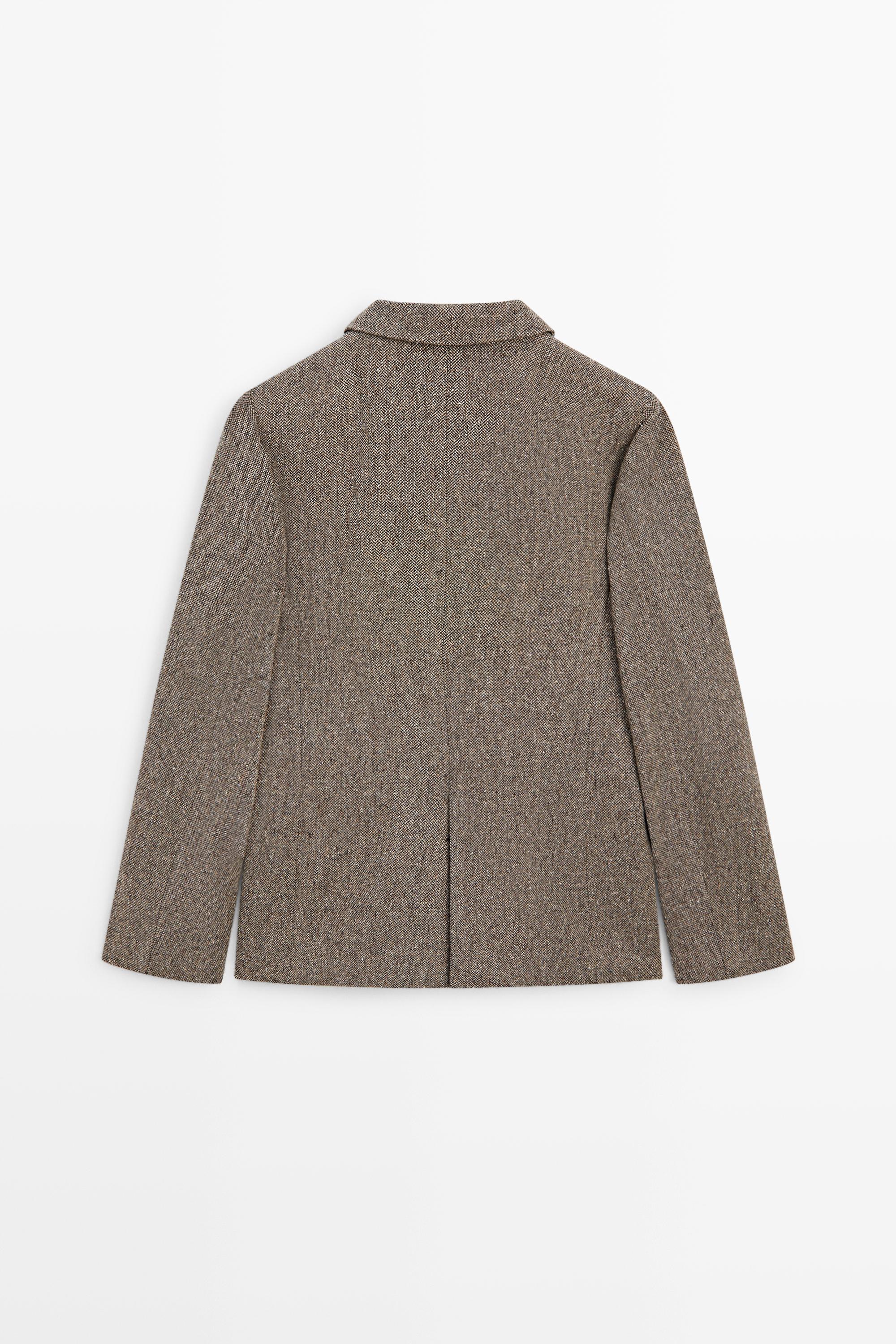 Cropped wool blend blazer — BROWN