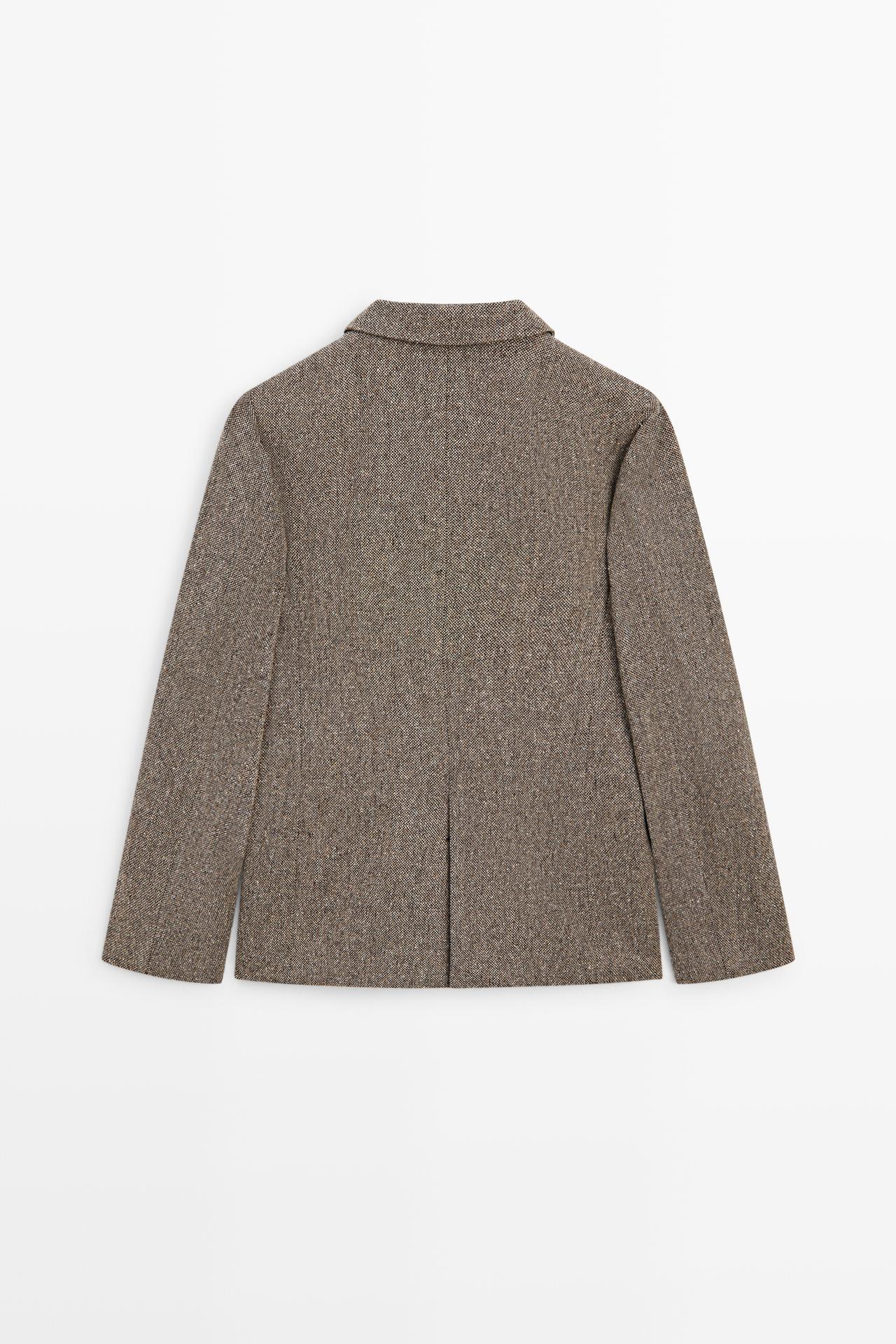 Cropped wool blend blazer — BROWN
