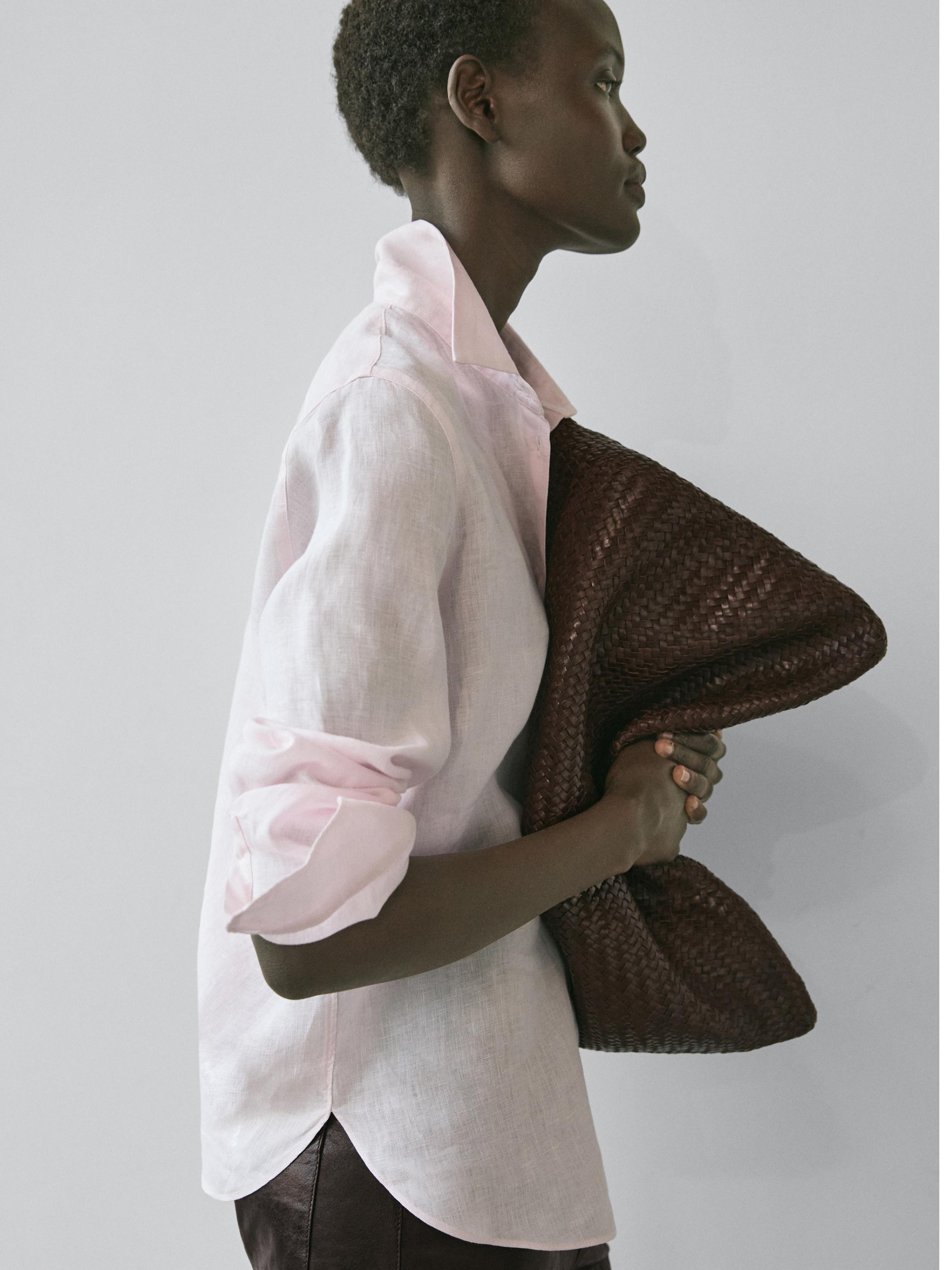 Flowing 100% linen shirt — PINK
