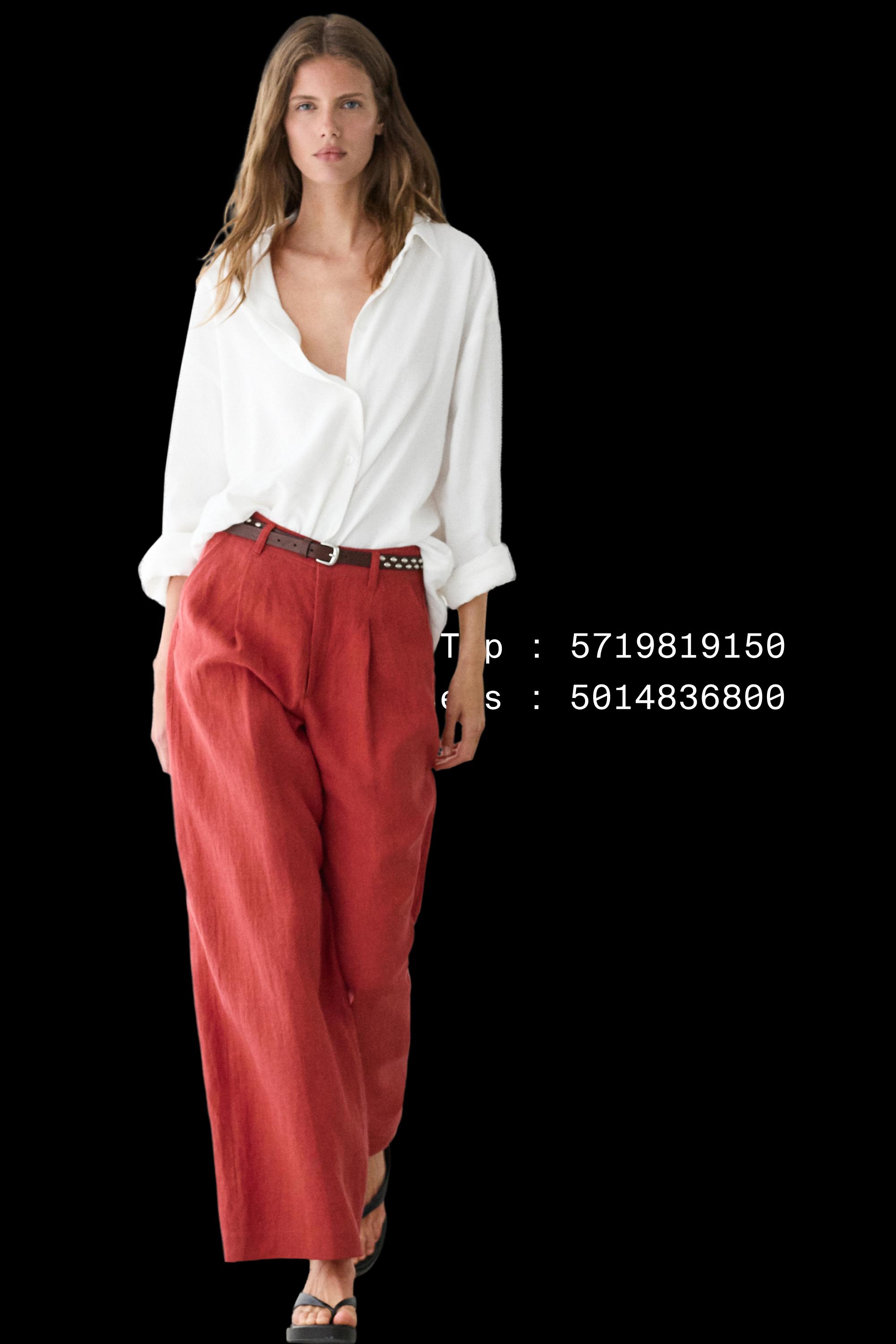 Loose fit high-waist linen trousers — REDDISH