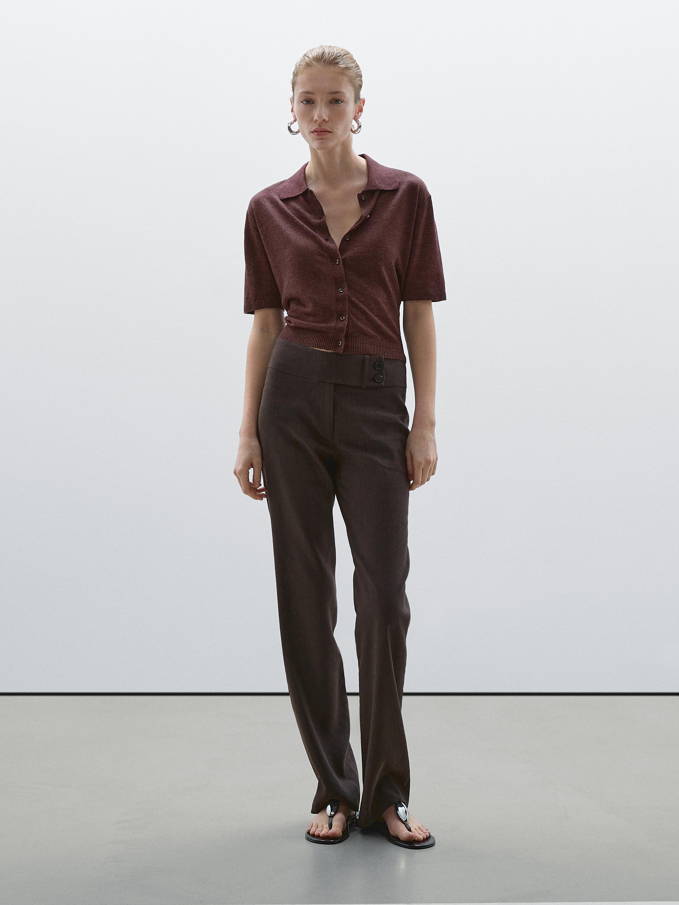 Cardigan manches courtes en lin