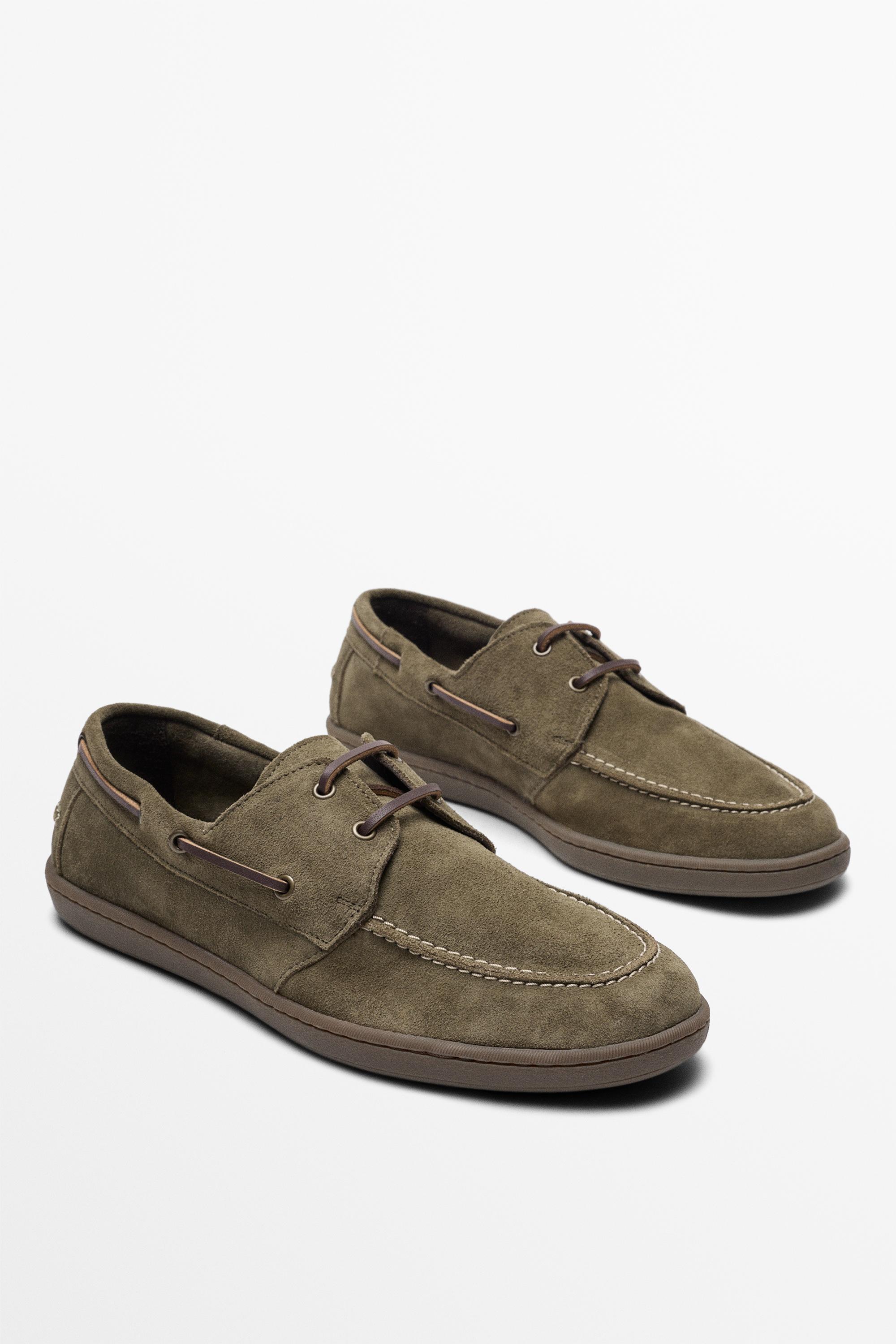 Soft leather boat shoe — KHAKI