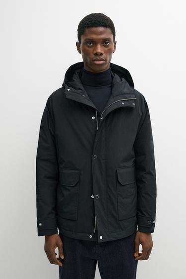 Short quilted parka with pocket details — NAVY BLUE 3