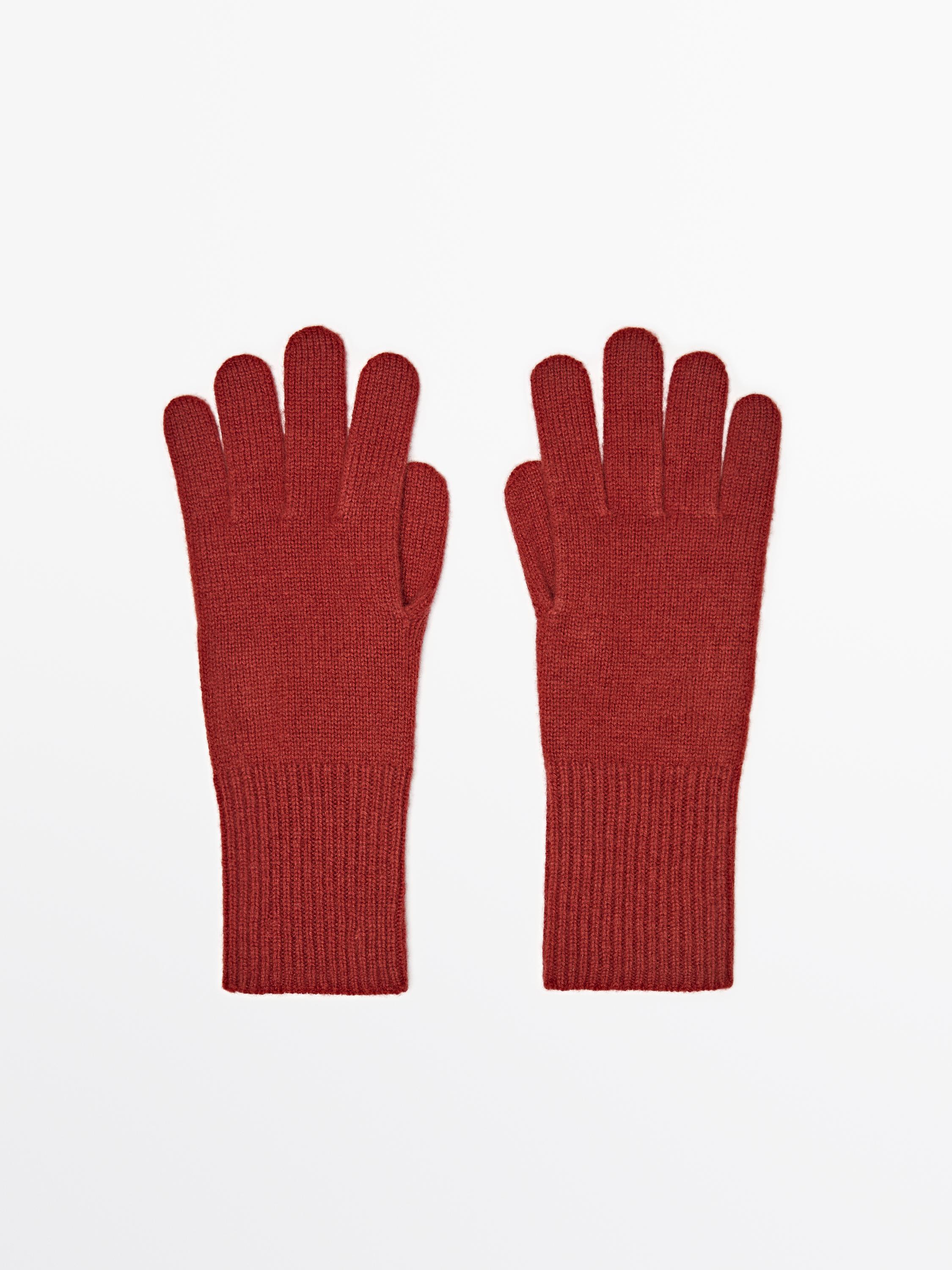 Wool blend knit gloves