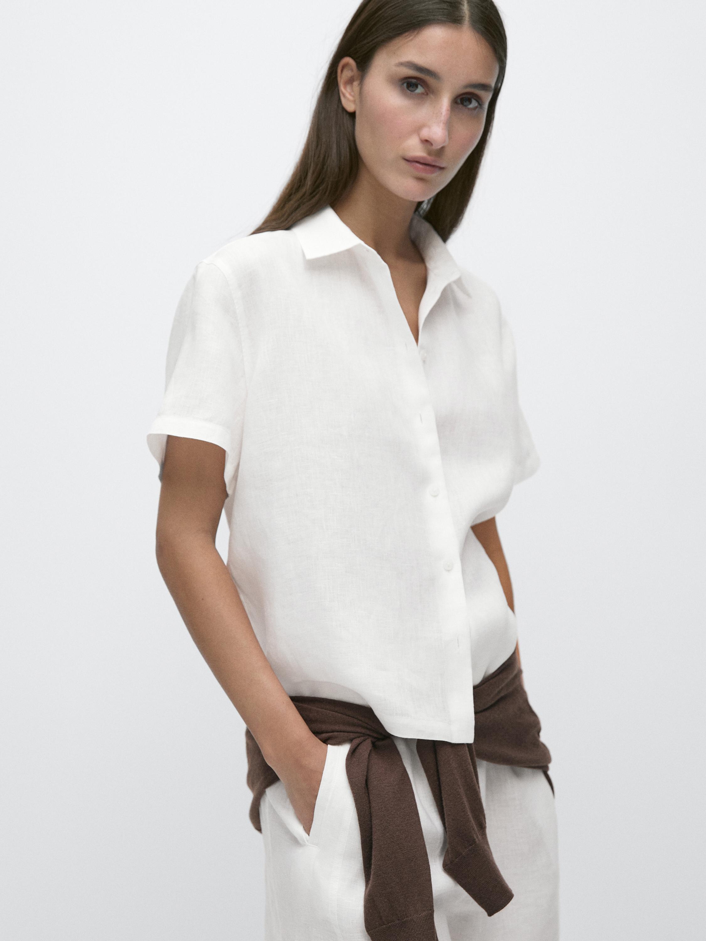 100% linen short sleeve shirt
