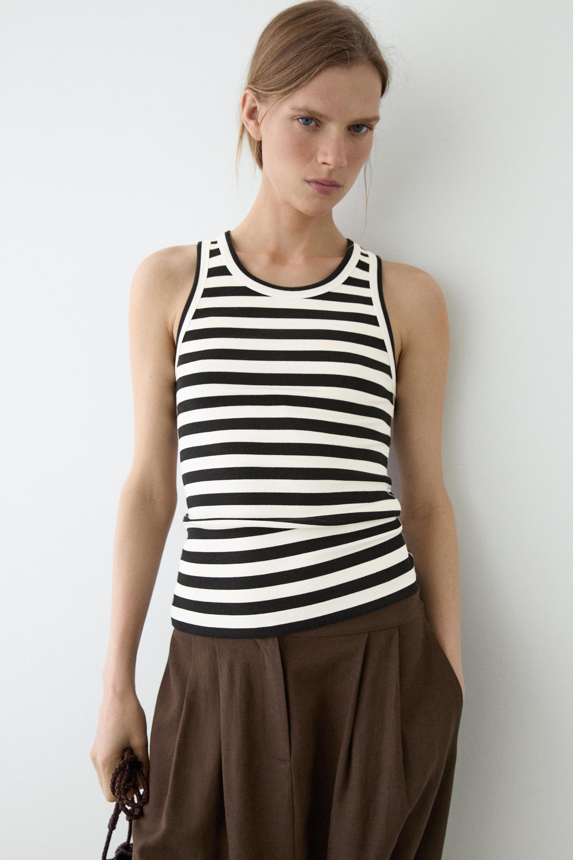 Débardeur côtelé à rayures