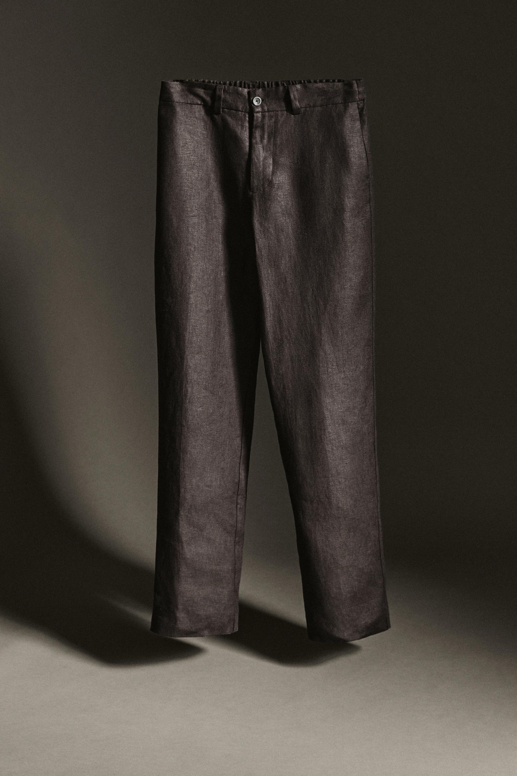 100% linen total look trousers — BROWN