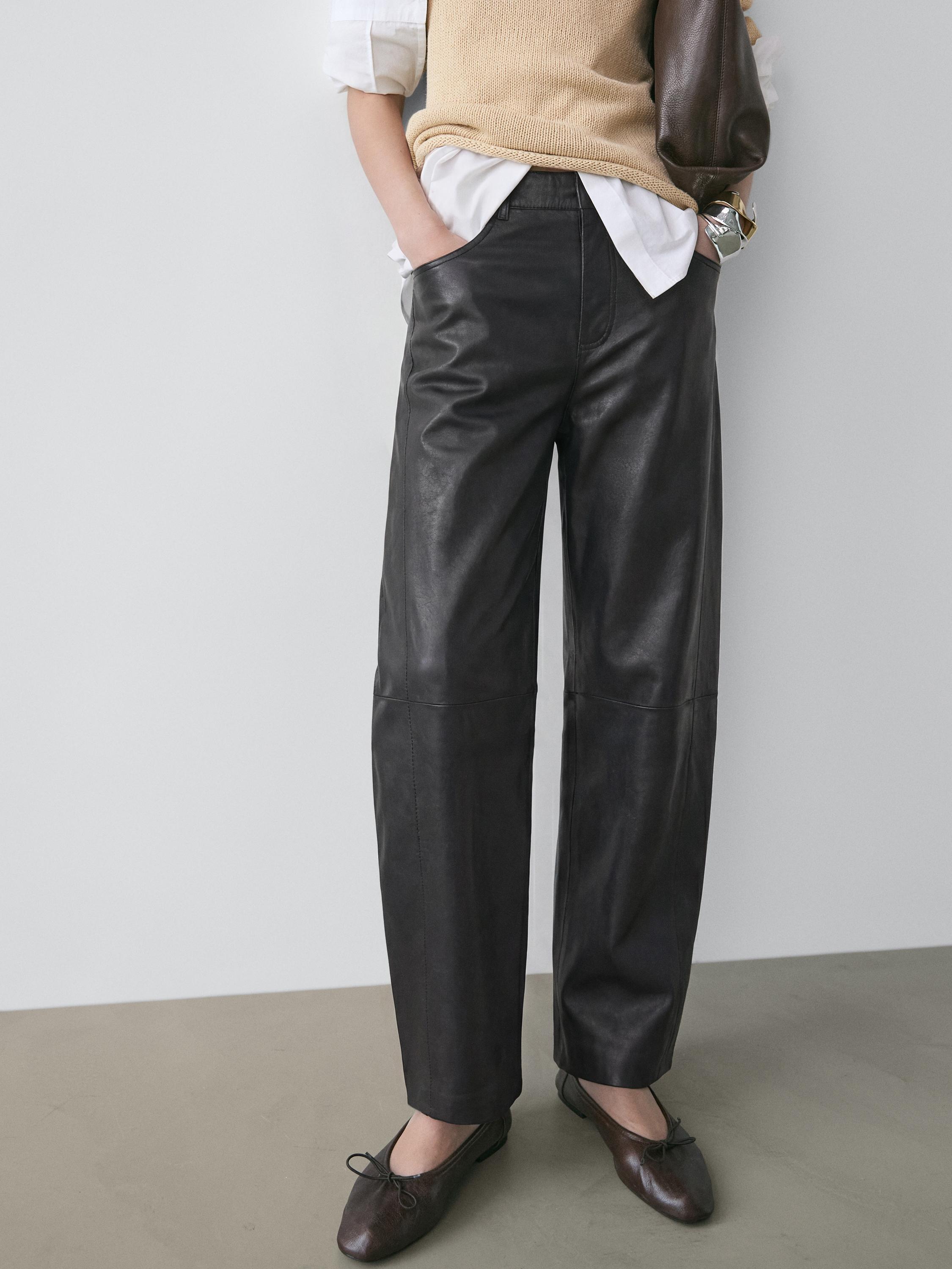Nappa leather balloon fit pants