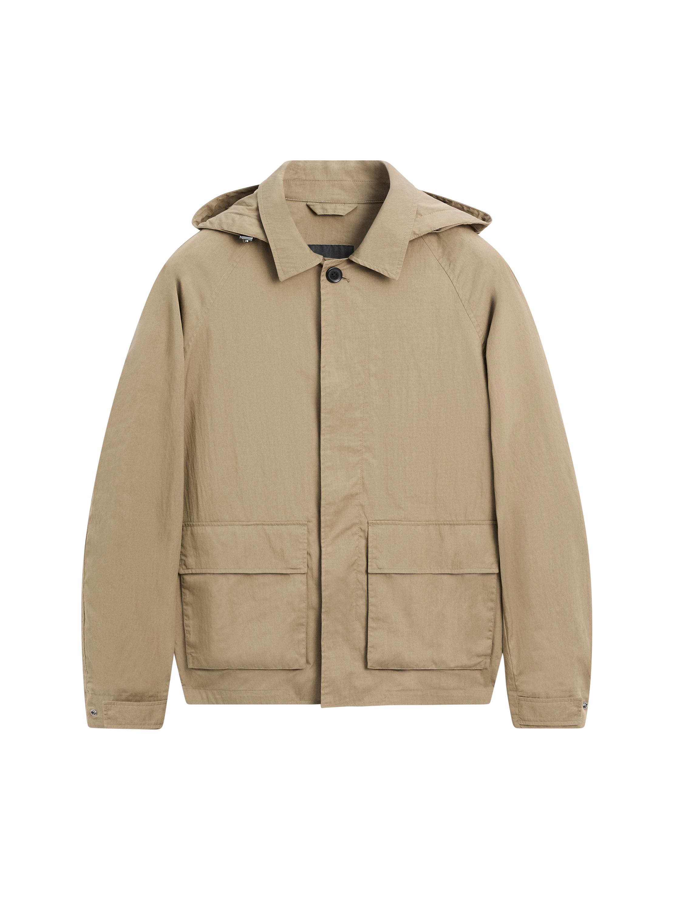 Cotton blend parka with pockets — BEIGE
