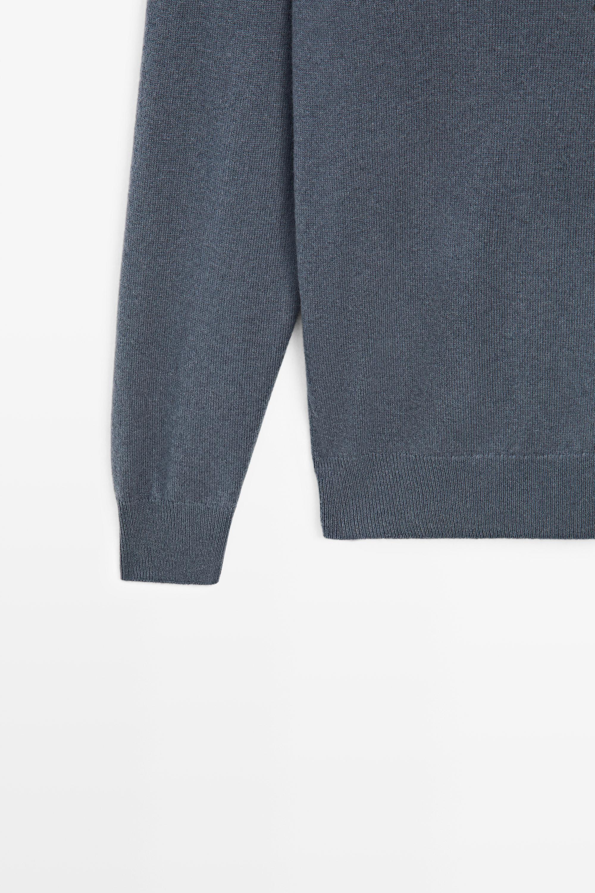 Wool blend round neck knit sweater — DARK BLUE