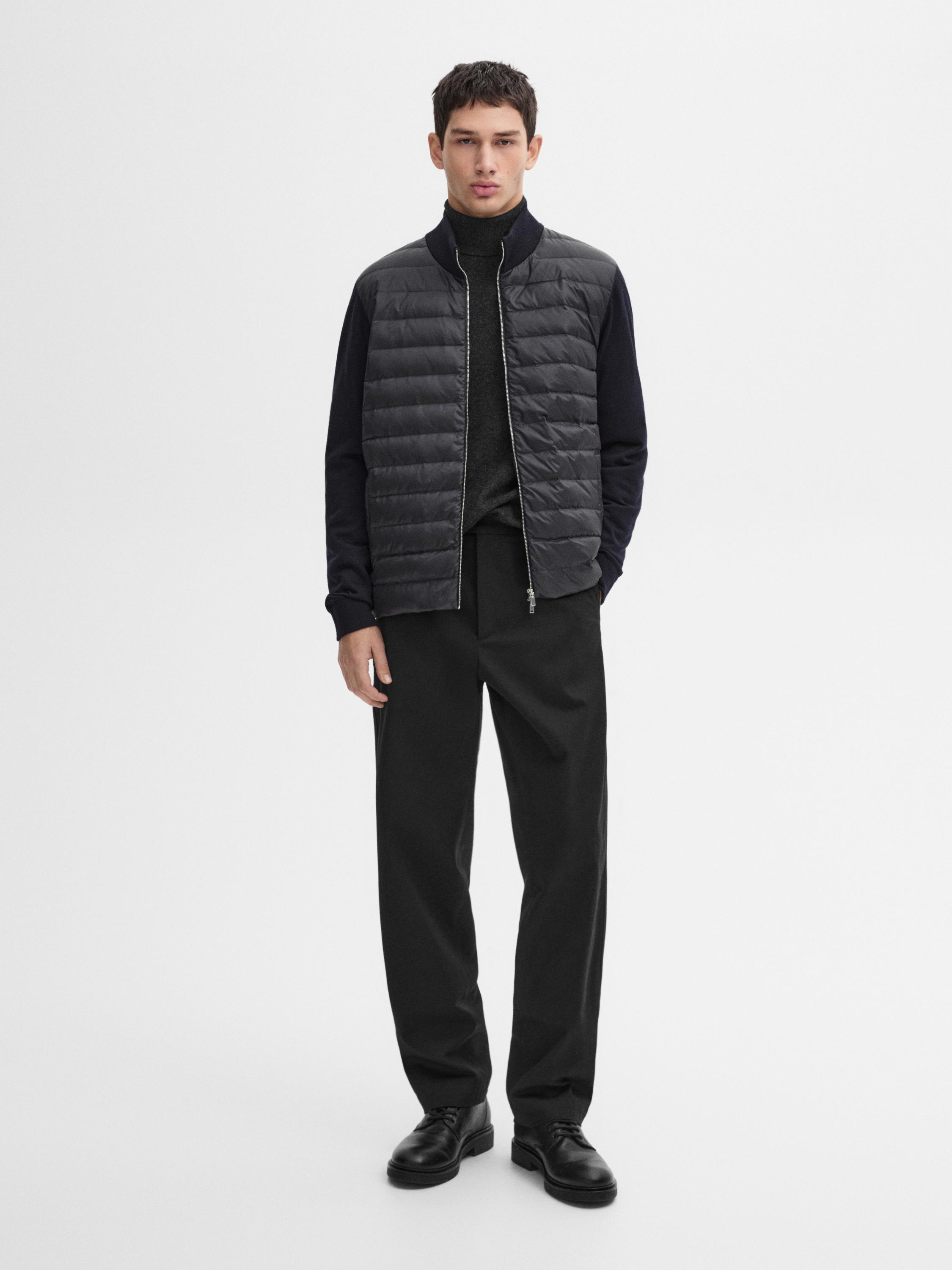 Contrast knit puffer jacket