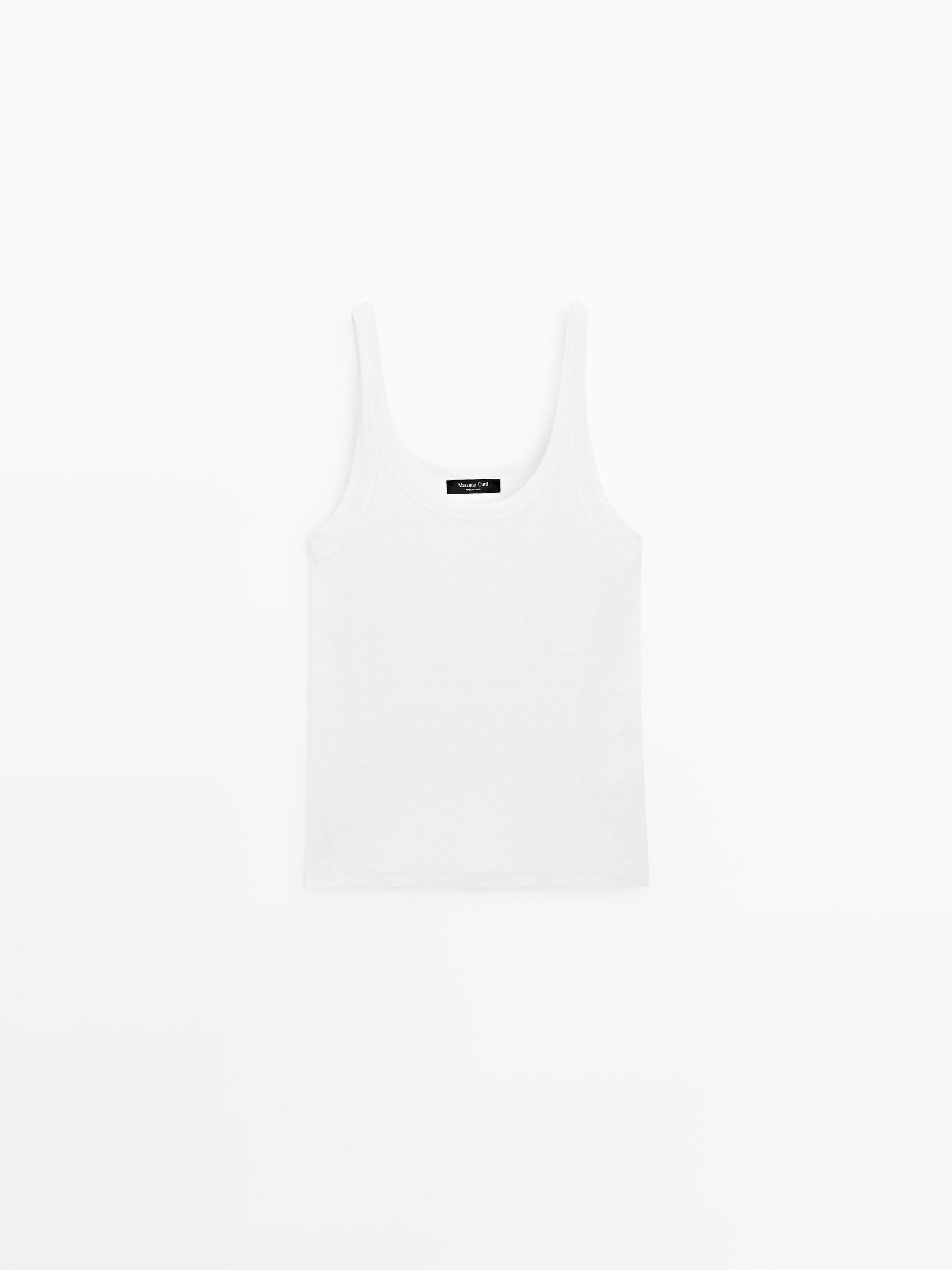 Linen blend strappy top