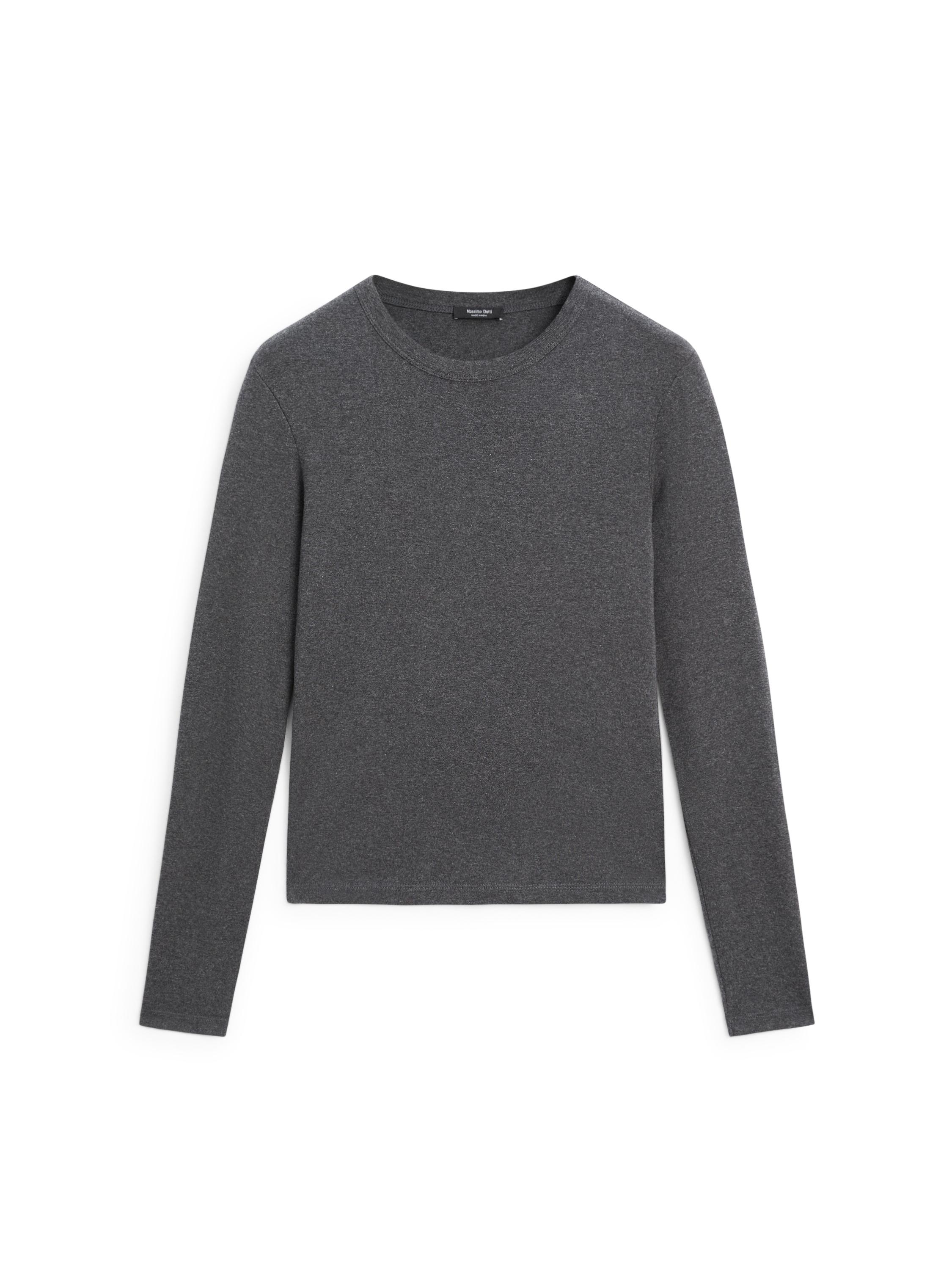 Ribbed long sleeve melange T-shirt — ANTHRACITE GREY