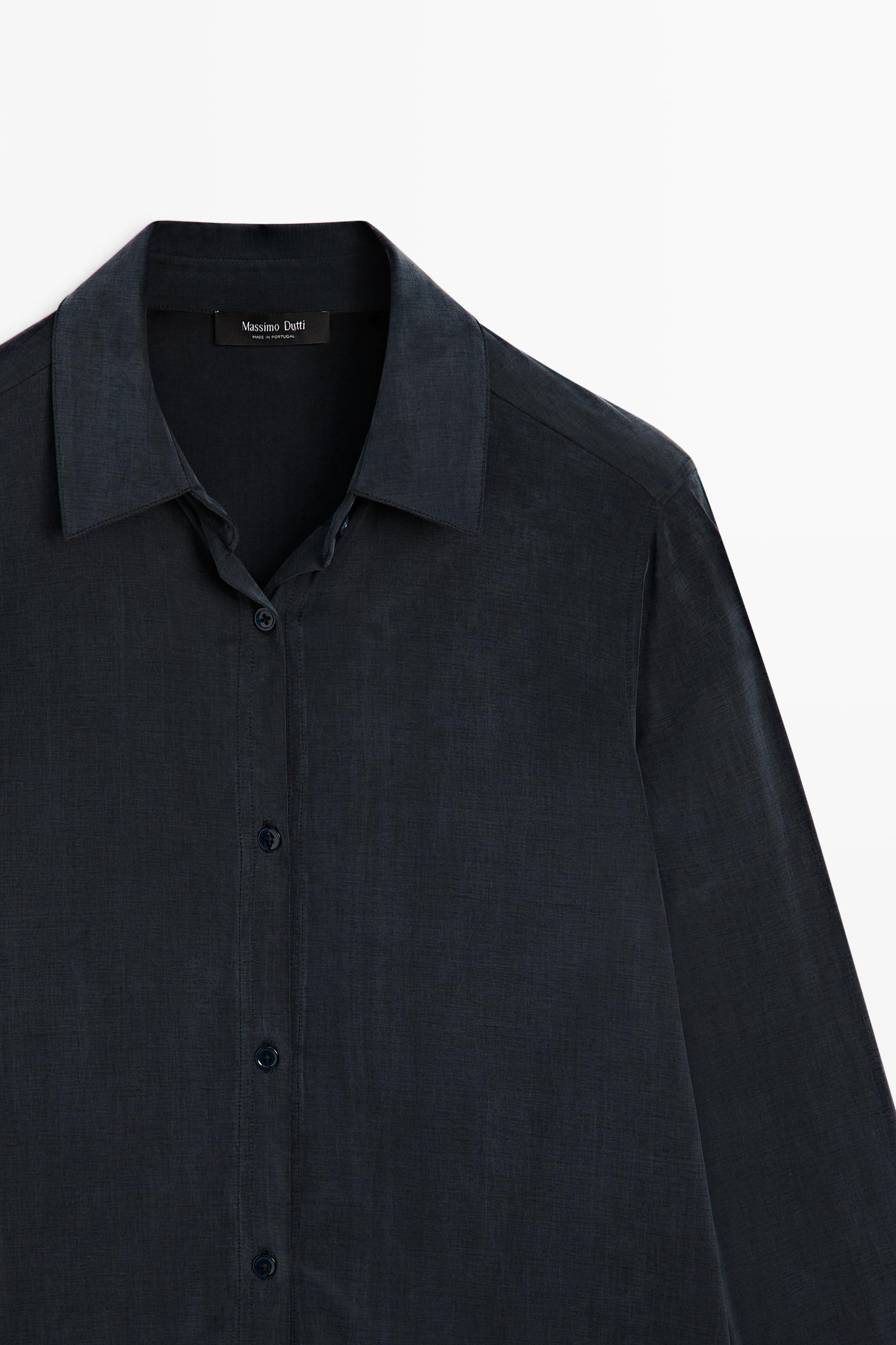 Flowing shirt with shirt collar - STUDIO — BLUE