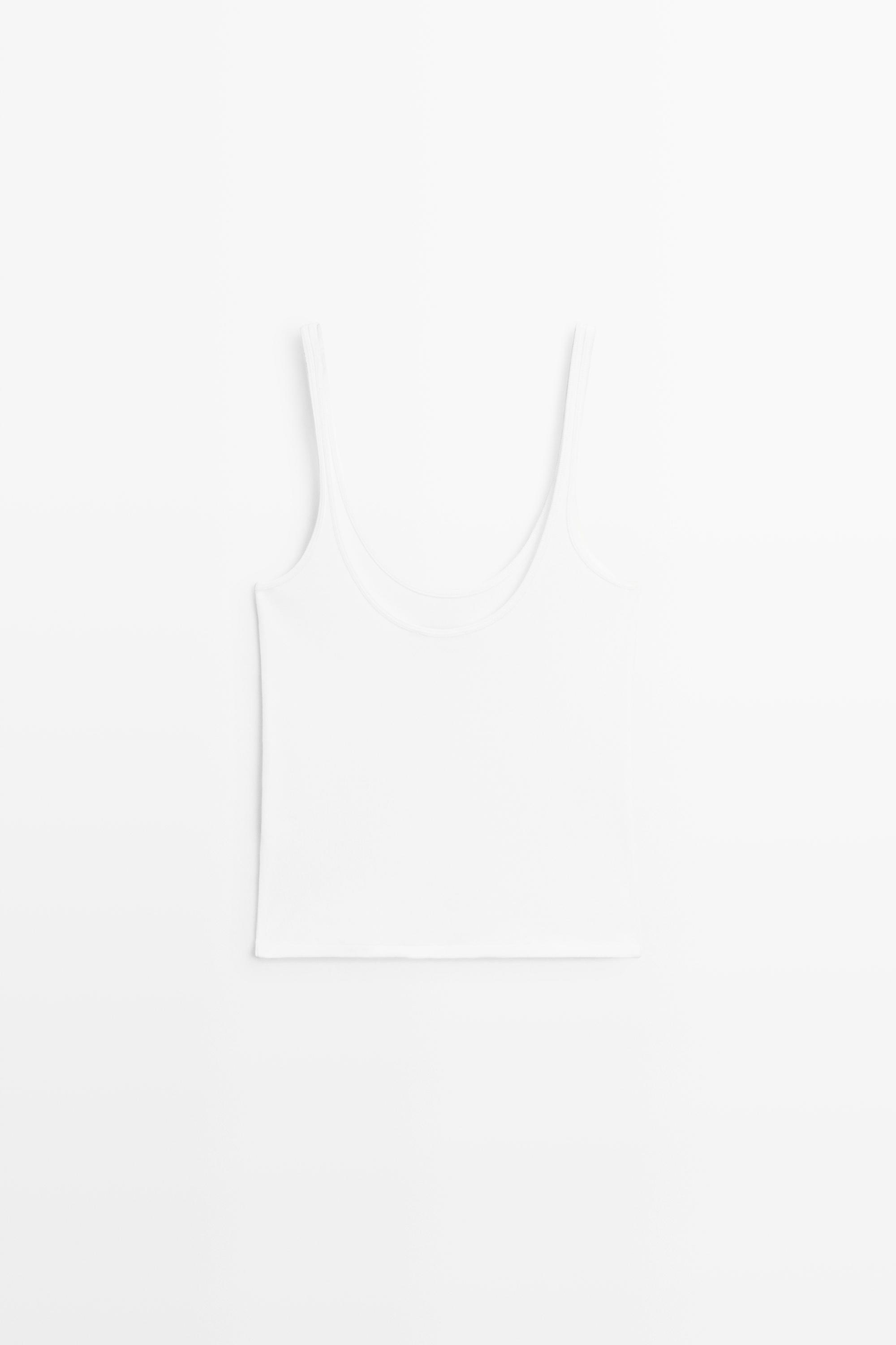 Strappy cotton blend top — WHITE
