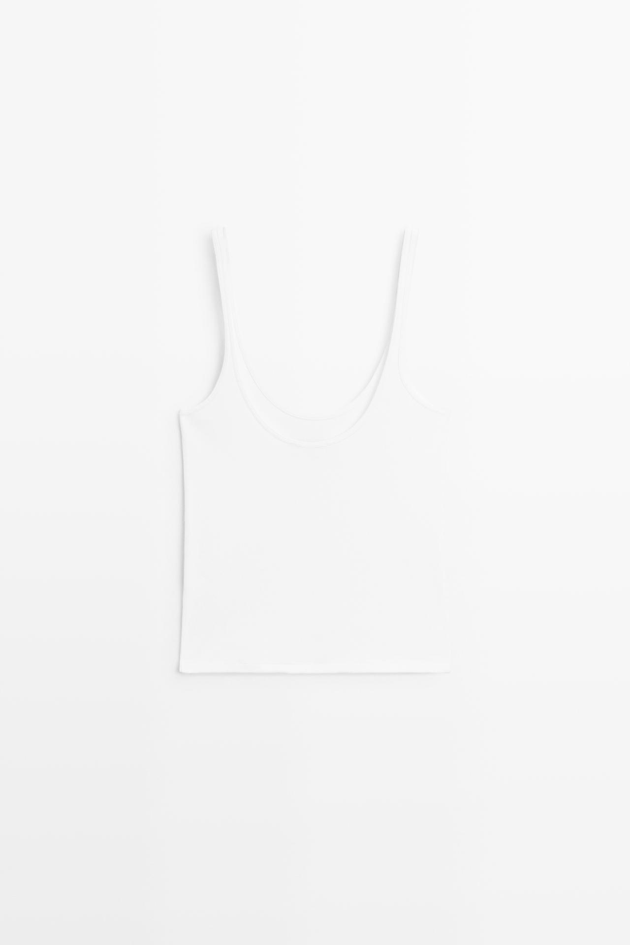 Strappy cotton blend top — WHITE