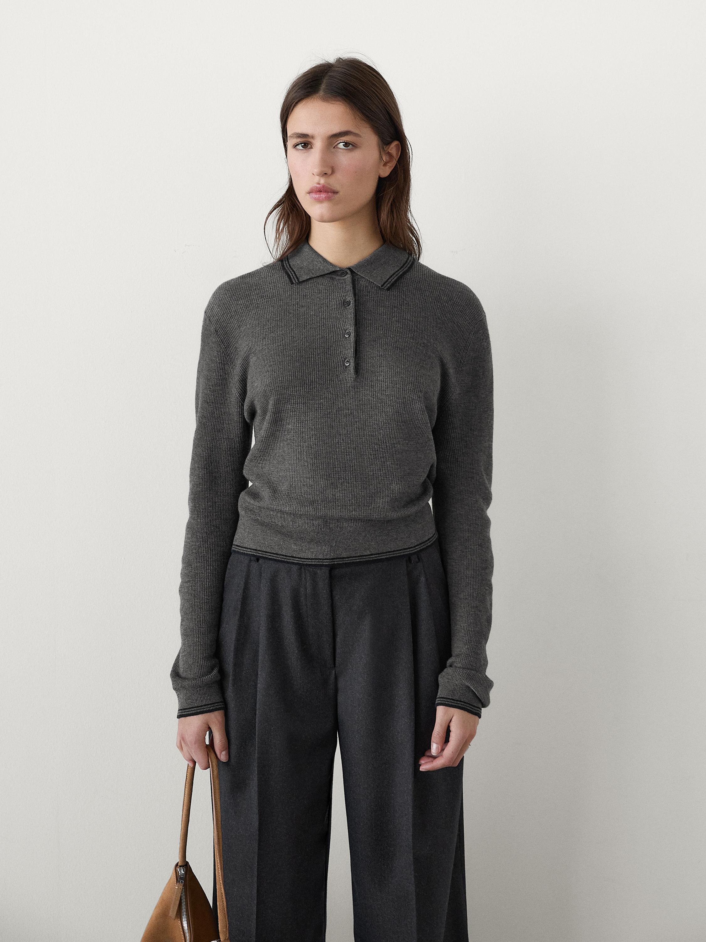 Pull en maille à col polo avec contrastes