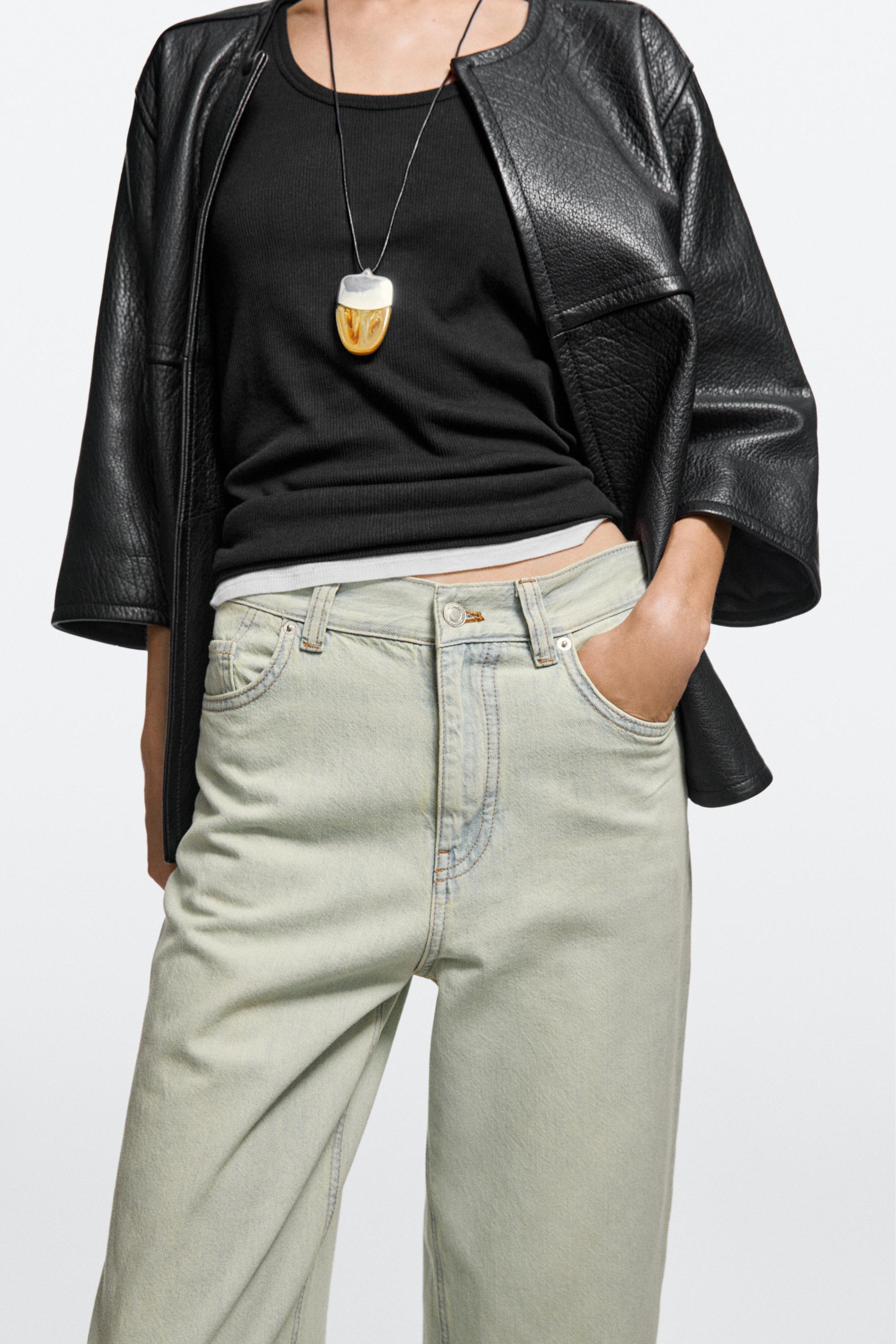 Mid-waist cropped wide-leg jeans — BLUE