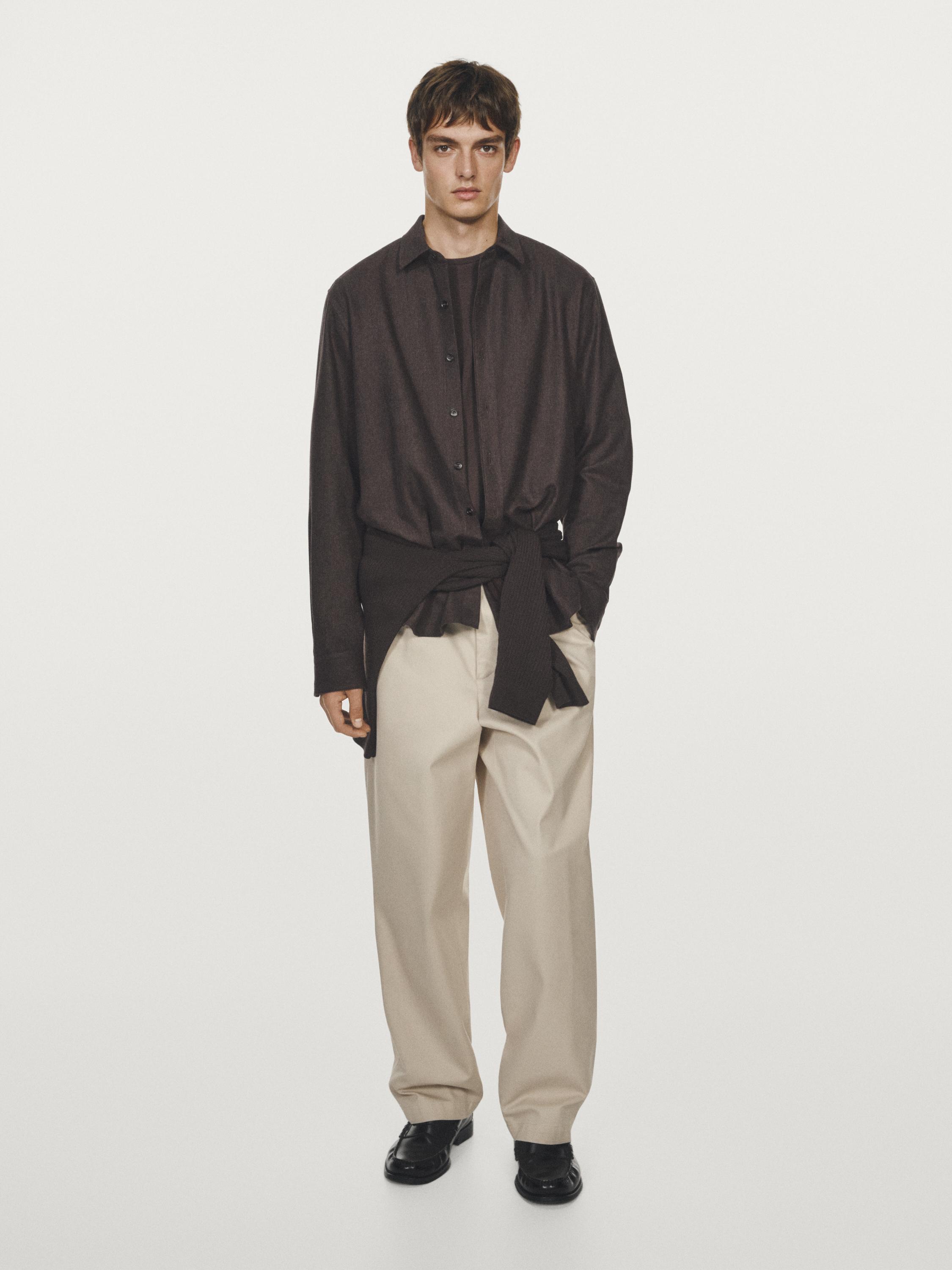 Regular fit check texture melange shirt