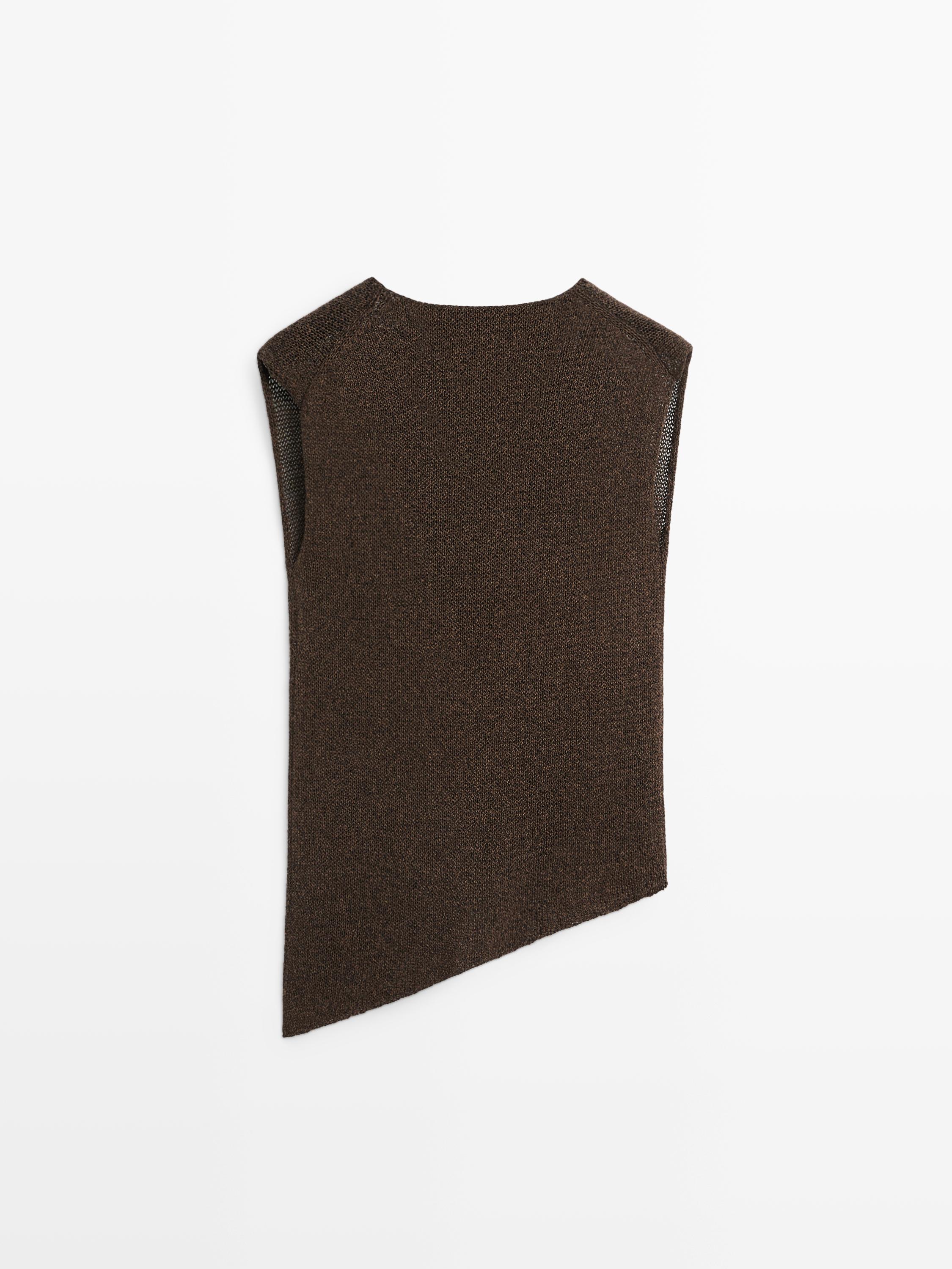 Asymmetric cowl neck top — Chocolate