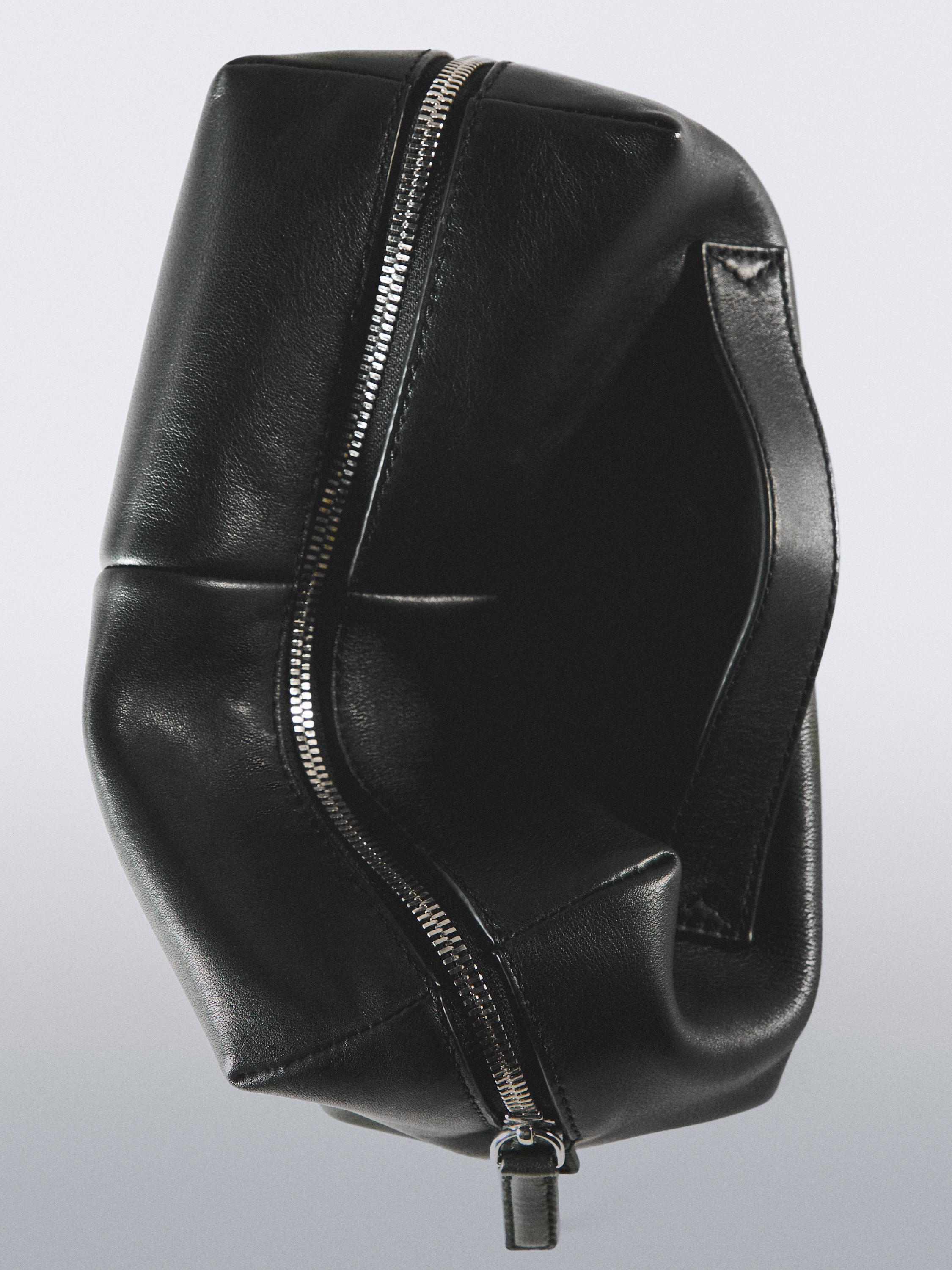 Nappa leather toiletry bag with zip — BLACK