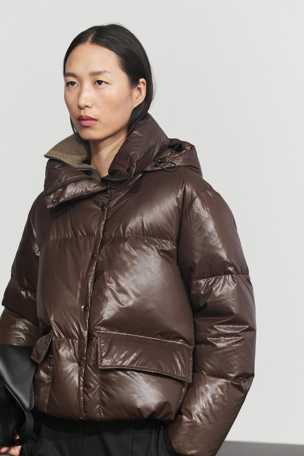 Stand-up collar down jacket — BROWN